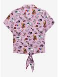 LINE FRIENDS BROWN & FRIENDS Allover Print Women's Tie-Front Woven Top - BoxLunch Exclusive, LIGHT PINK, alternate