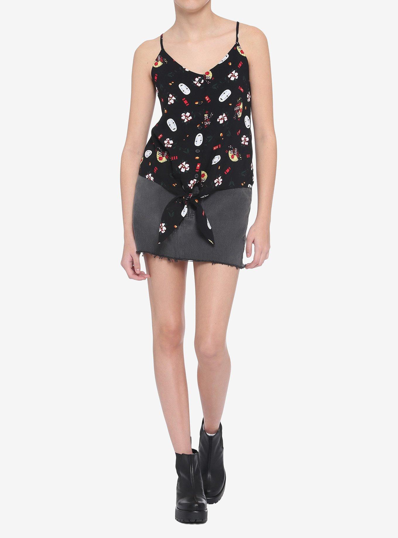 Studio Ghibli Spirited Away Icon Tie-Front Girls Woven Button-Up Tank Top, MULTI, alternate