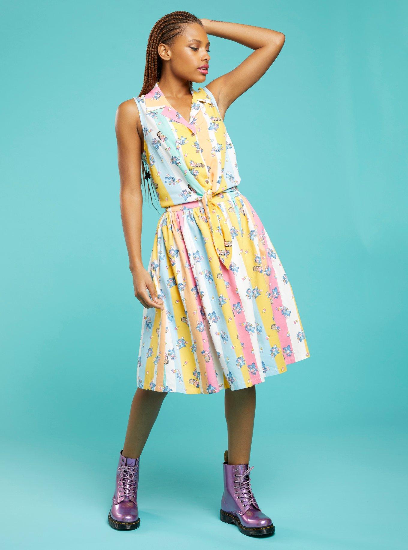 Her Universe Disney Lilo & Stitch Ice Cream Stripe Tie-Front Girls Woven Tank Top, MULTI, alternate