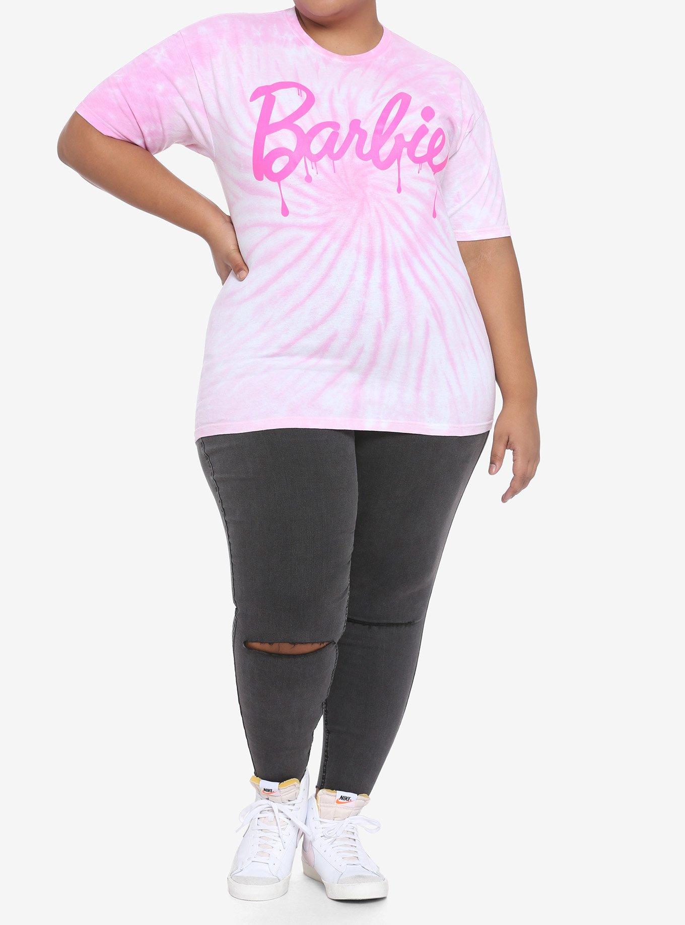 Barbie Drip Logo Tie-Dye Boyfriend Fit Girls T-Shirt Plus Size, WHITE, alternate