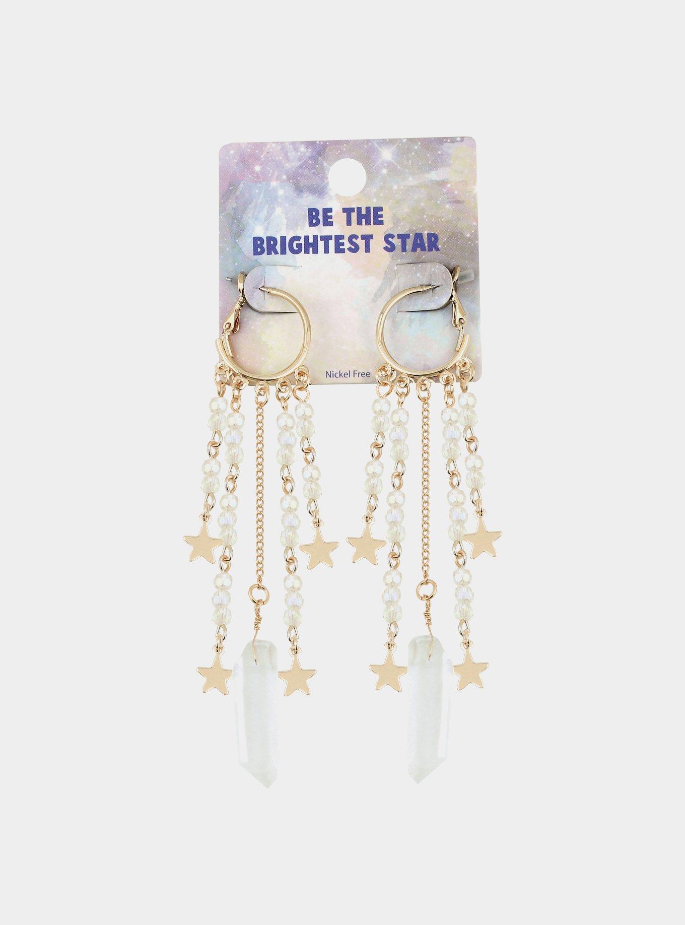 Gold Star Crystal Mini Hoop Earrings, , alternate