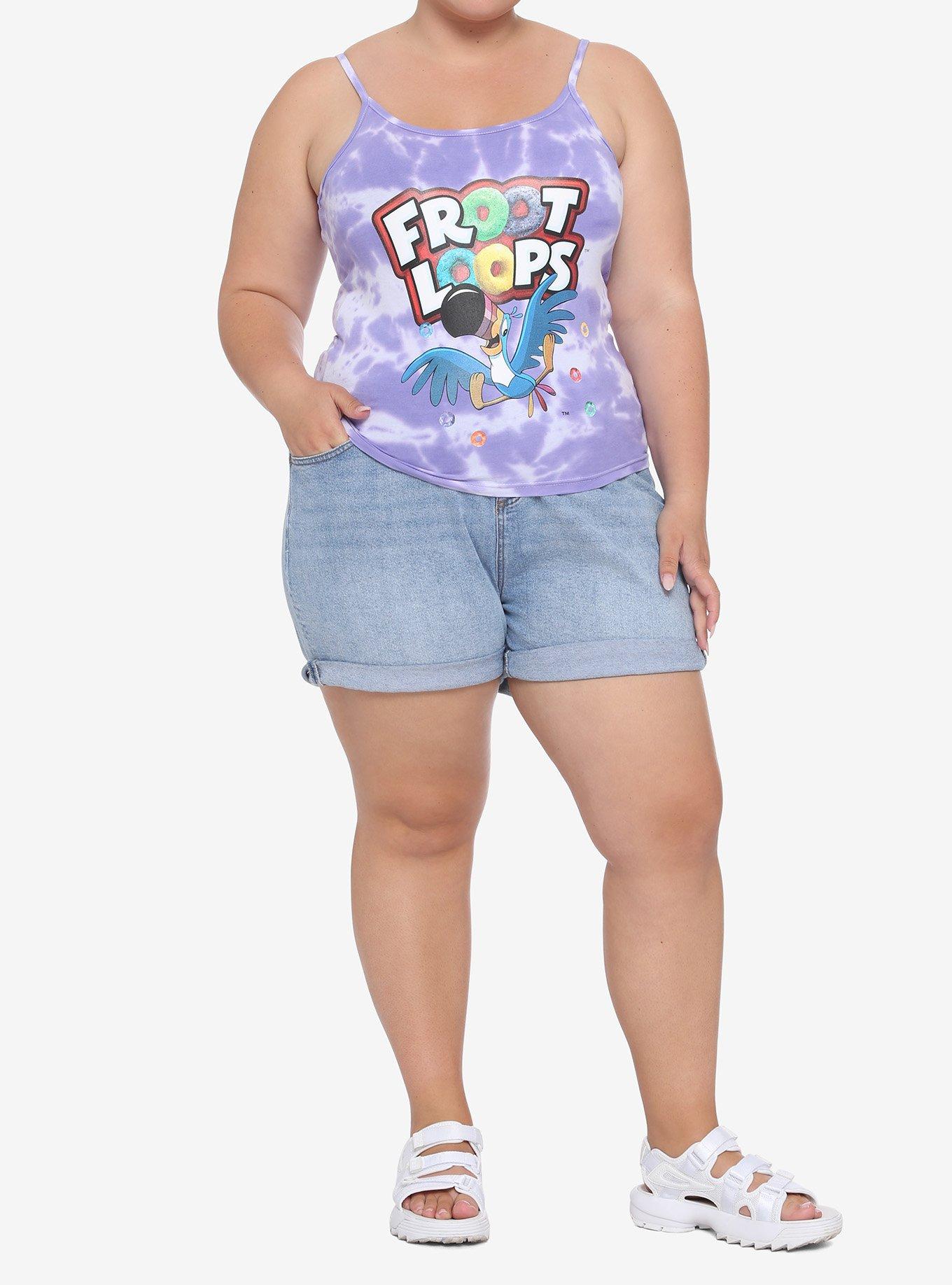 Froot Loops Tie-Dye Girls Strappy Crop Tank Top Plus Size, MULTI, alternate