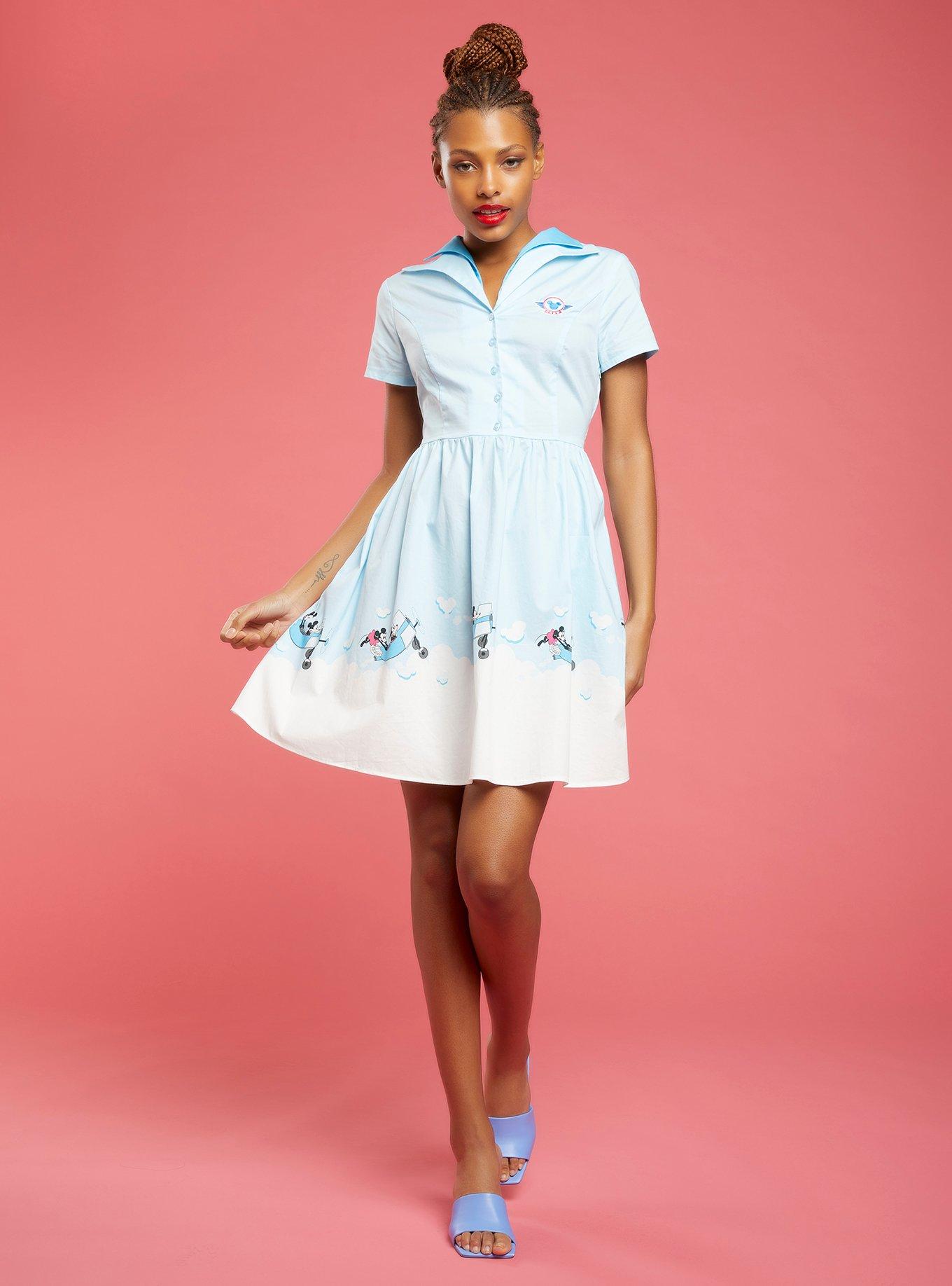 Her Universe Disney Mickey Mouse Minnie Mouse Airplane Retro Dress, WHITE, alternate