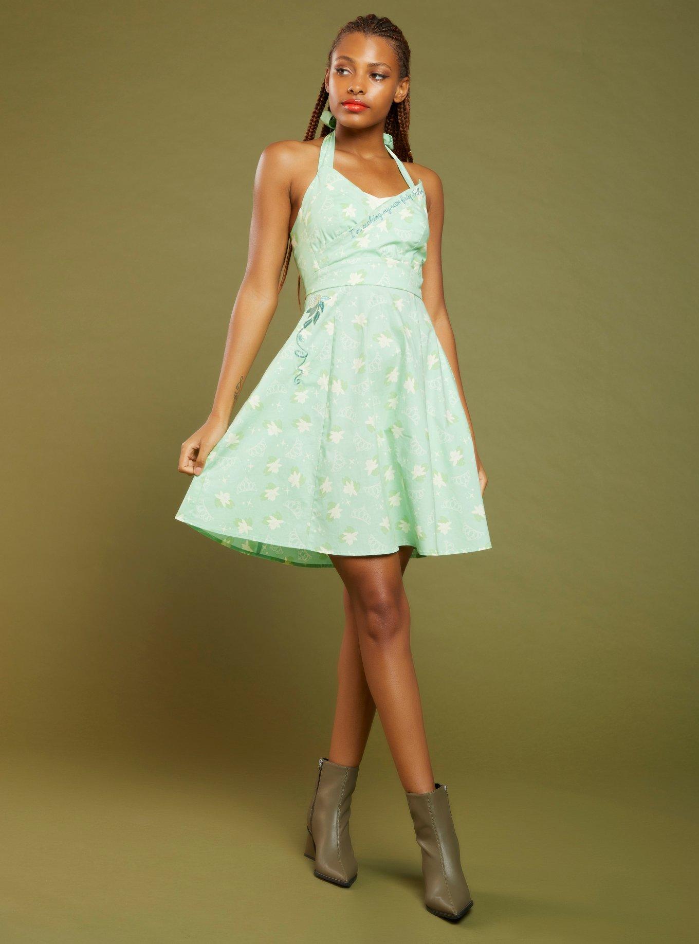 Her Universe Disney The Princess And The Frog Icon Retro Halter Dress, GREEN, alternate