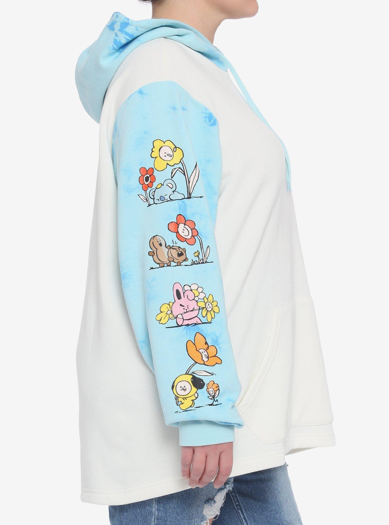 BT21 Floral Tie-Dye Color-Block Girls Hoodie Plus Size, MULTI, alternate