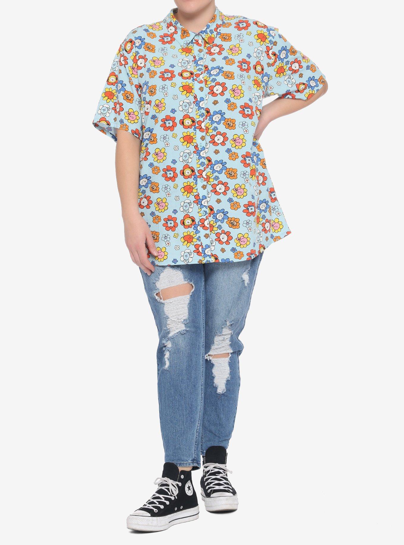 BT21 Floral Girls Woven Button-Up Plus Size, MULTI, alternate