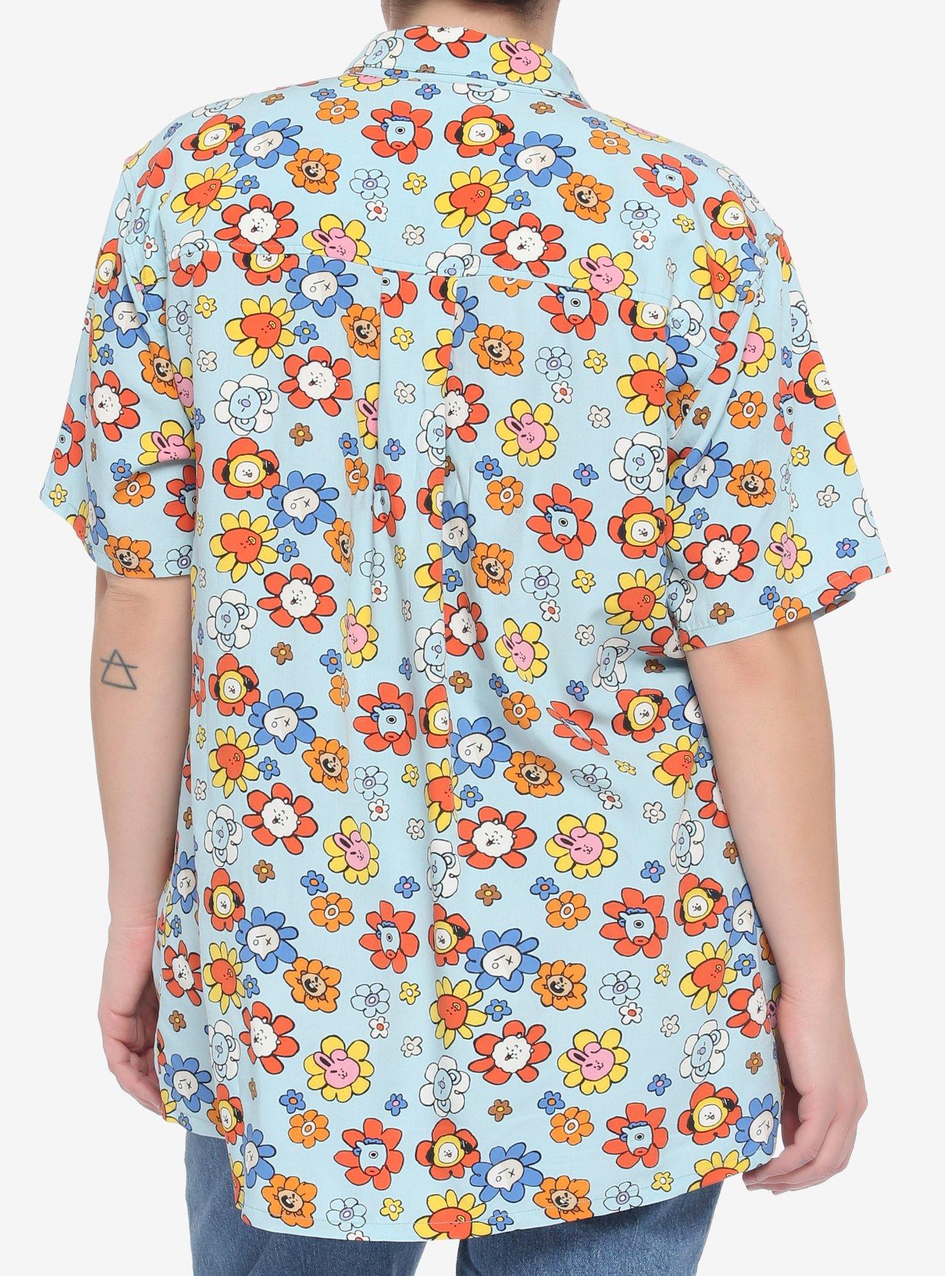 BT21 Floral Girls Woven Button-Up Plus Size, MULTI, alternate