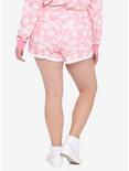 BT21 Floral Pink Wash Girls Lounge Shorts Plus Size, PINK, alternate