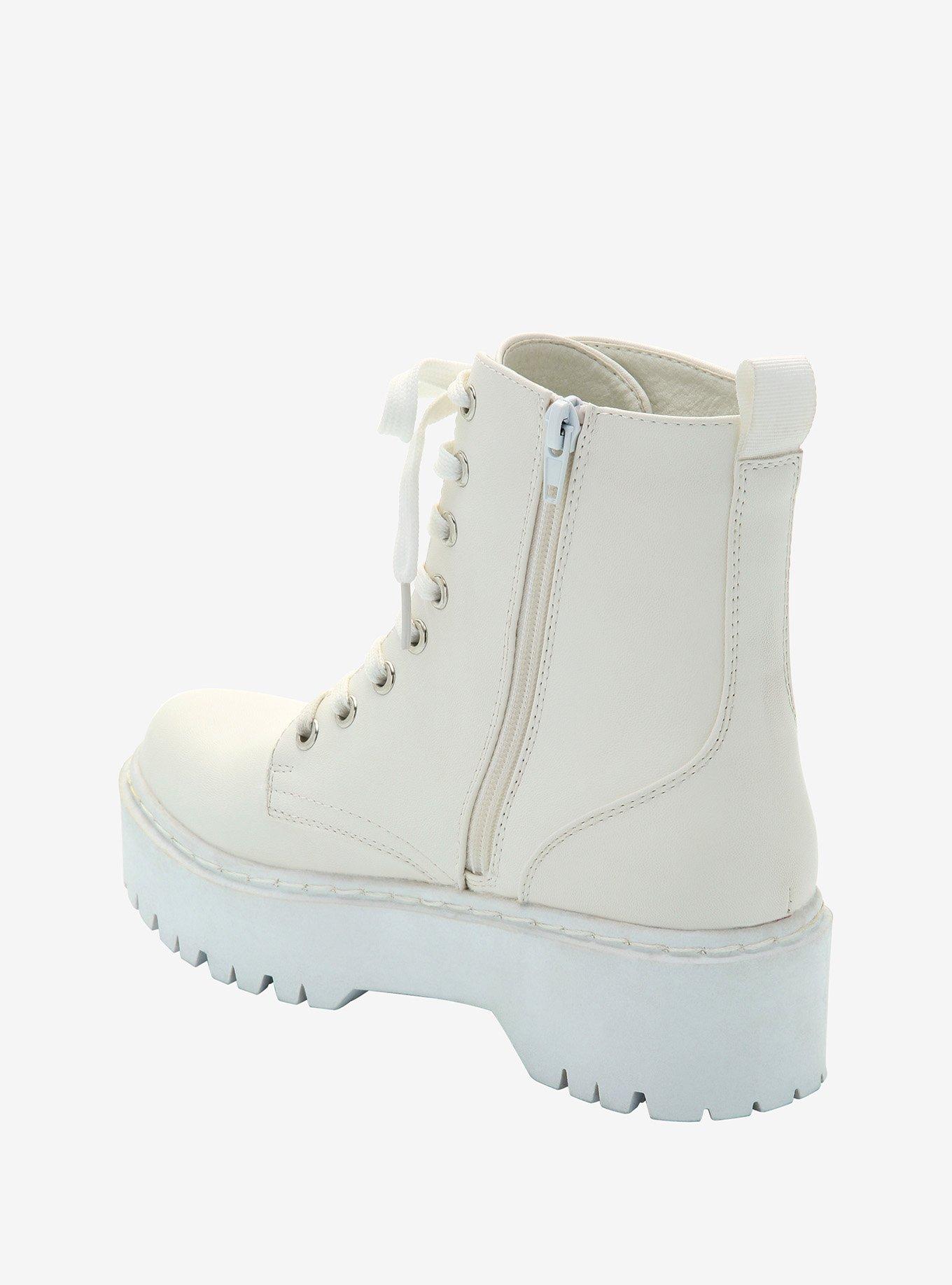 White Platform Combat Boots, MULTI, alternate