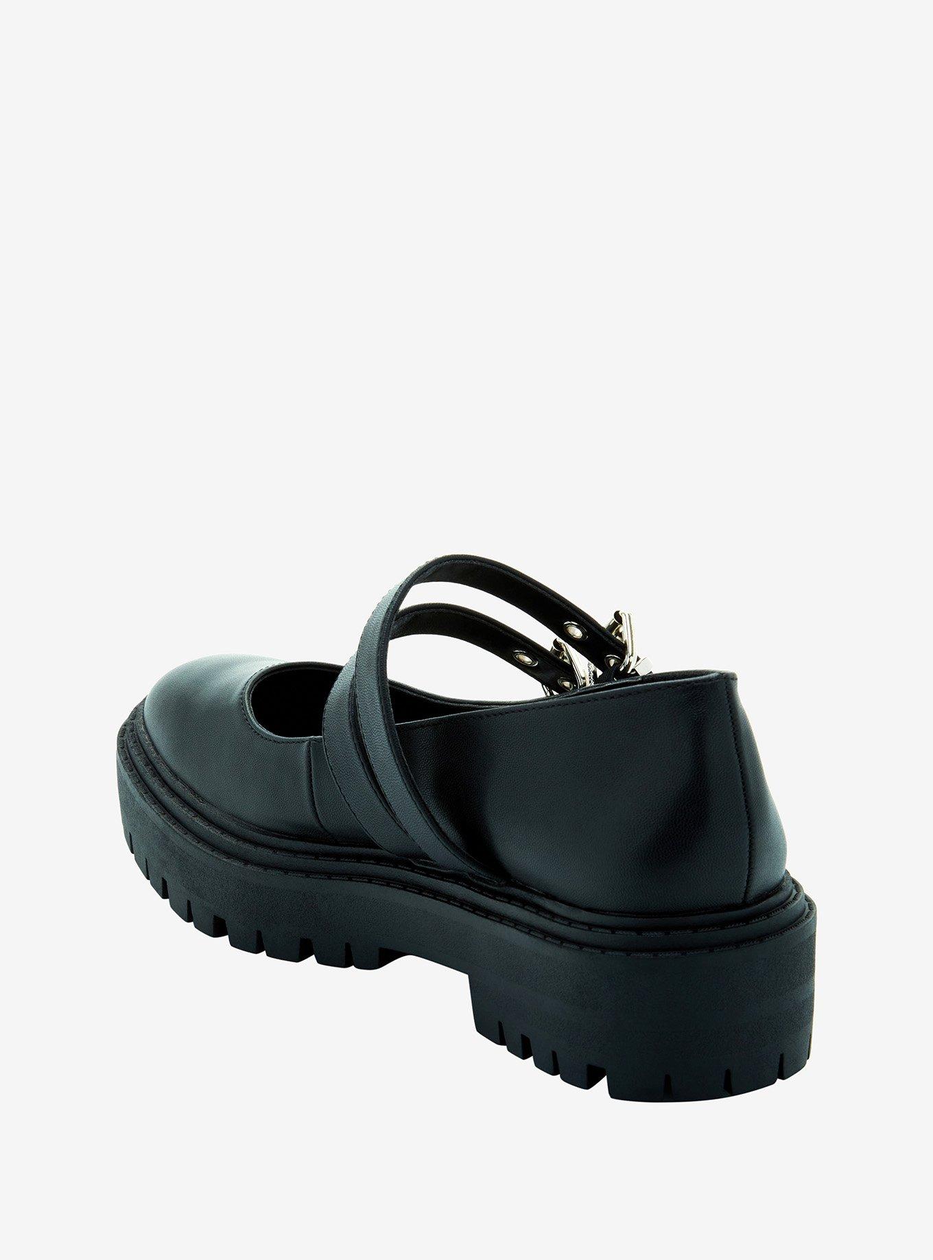 Black Double Buckle Platform Mary Janes, MULTI, alternate