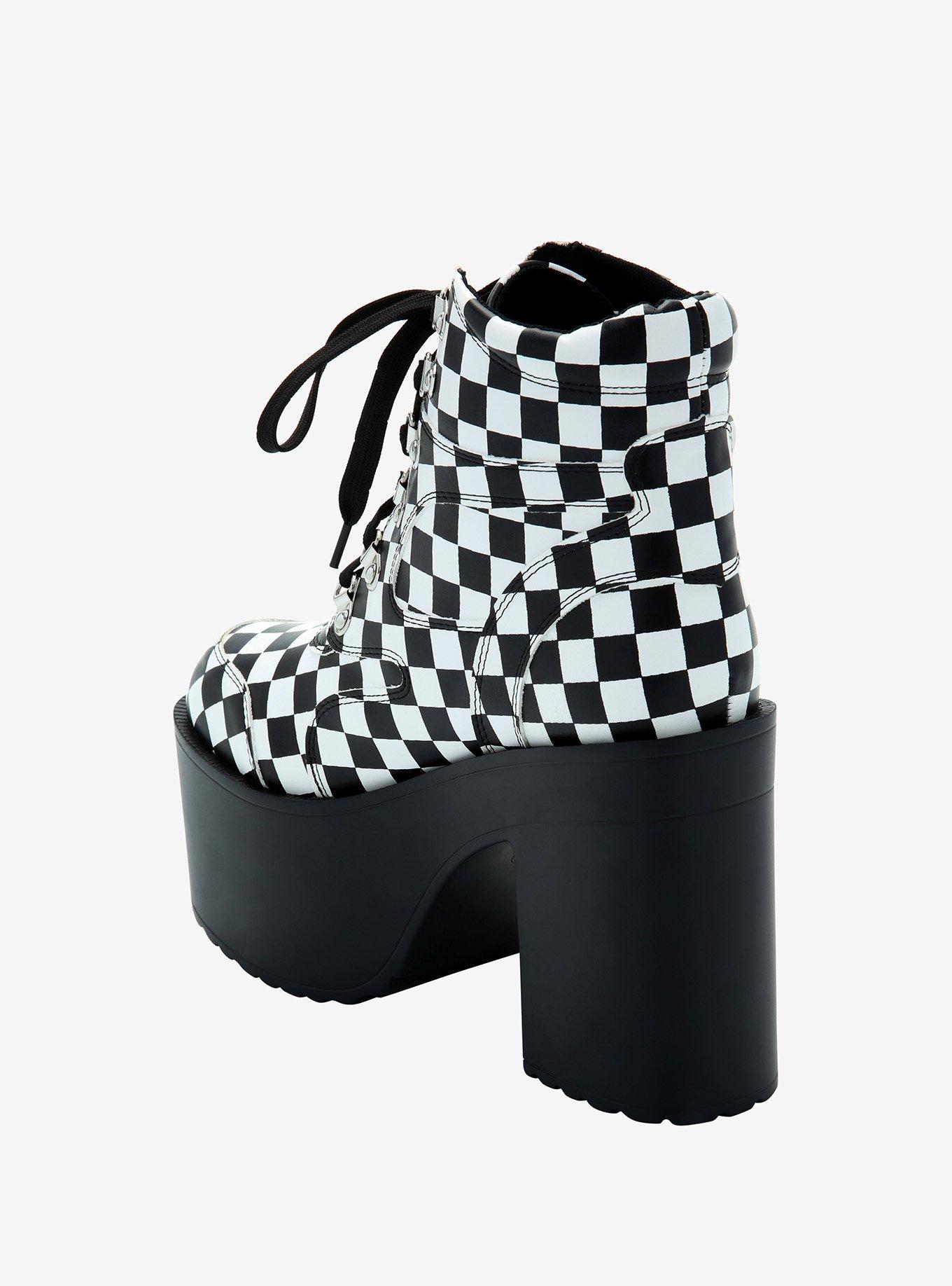 Black & White Checkered Platform Booties, MULTI, alternate