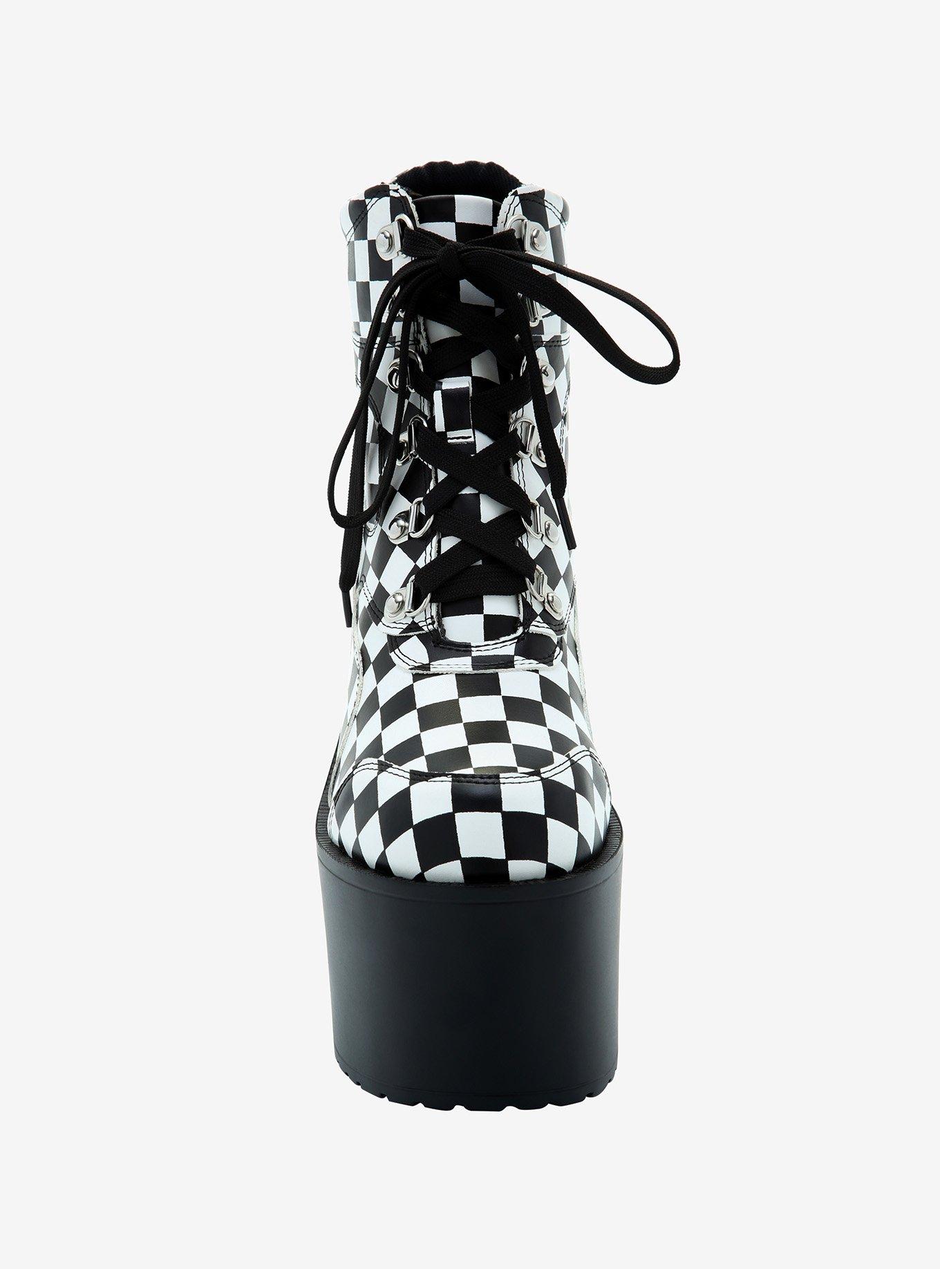 Black & White Checkered Platform Booties, MULTI, alternate