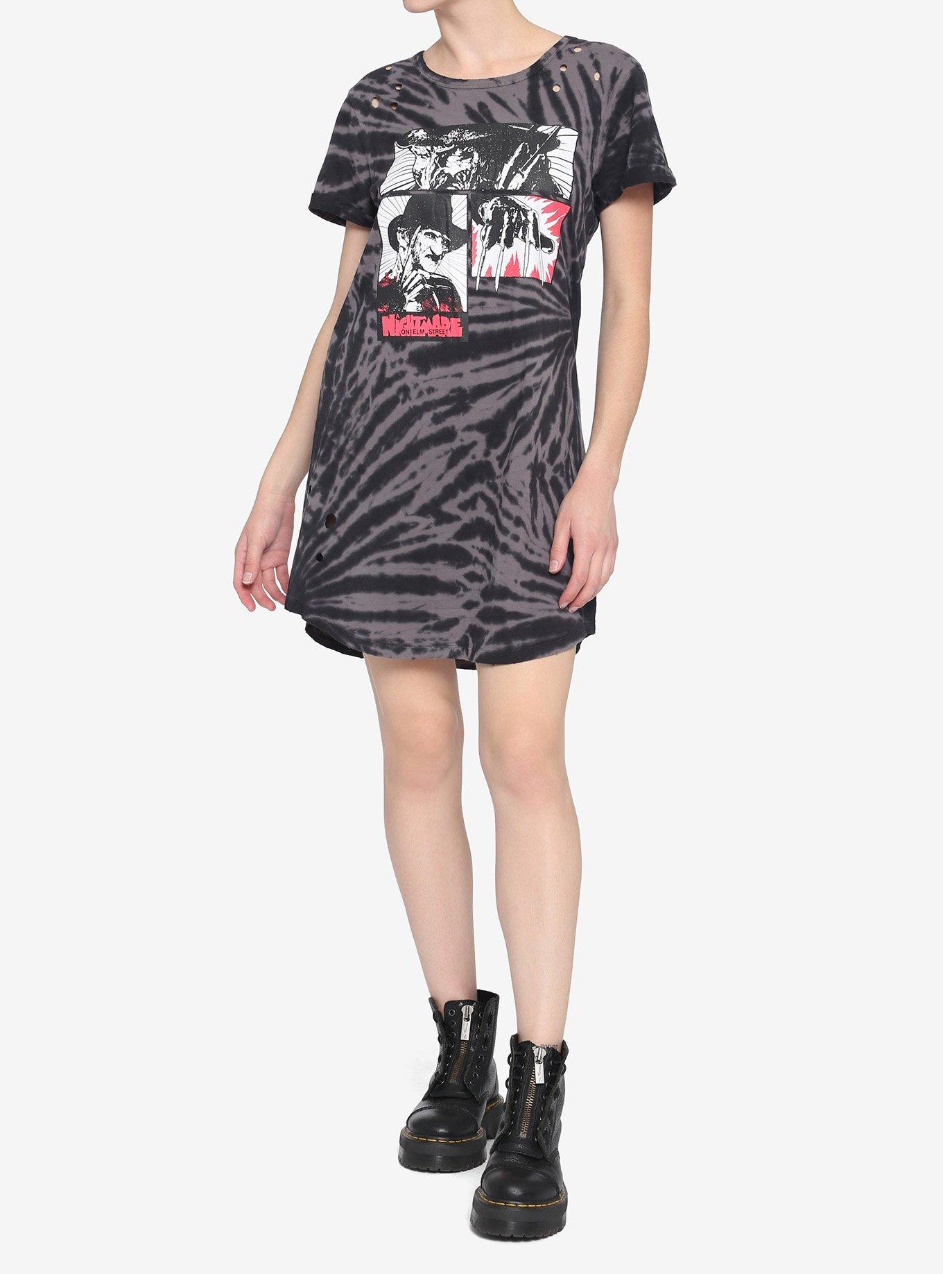 The Nightmare On Elm Street Distressed Tie-Dye T-Shirt Dress, MULTI, alternate