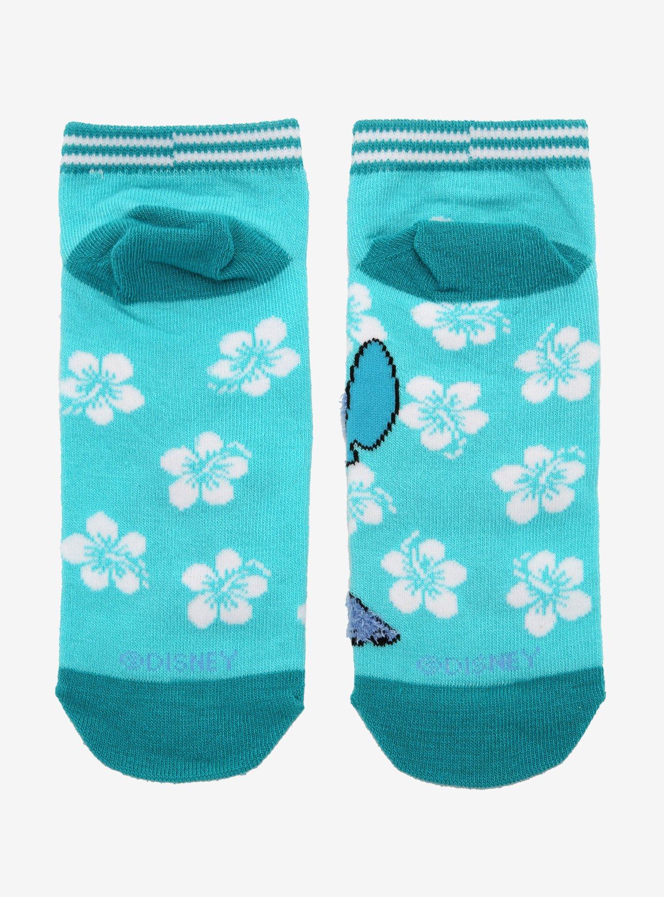 Disney Lilo & Stitch Blue Floral No-Show Socks, , alternate