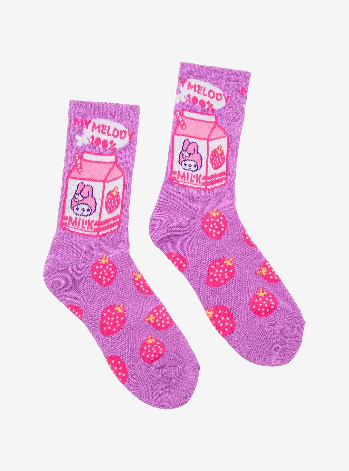 My Melody Strawberry Milk Crew Socks, , alternate