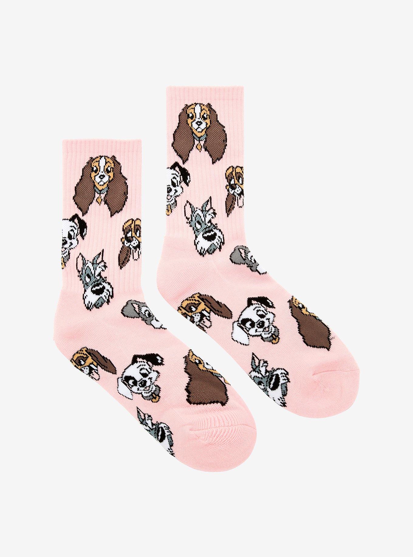 Disney Dogs Peach Crew Socks, , alternate