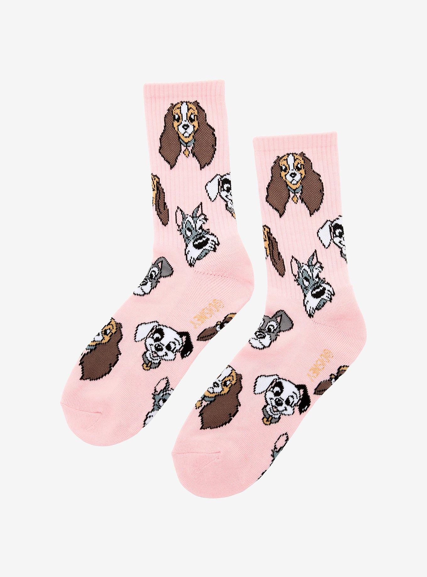 Disney Dogs Peach Crew Socks, , alternate