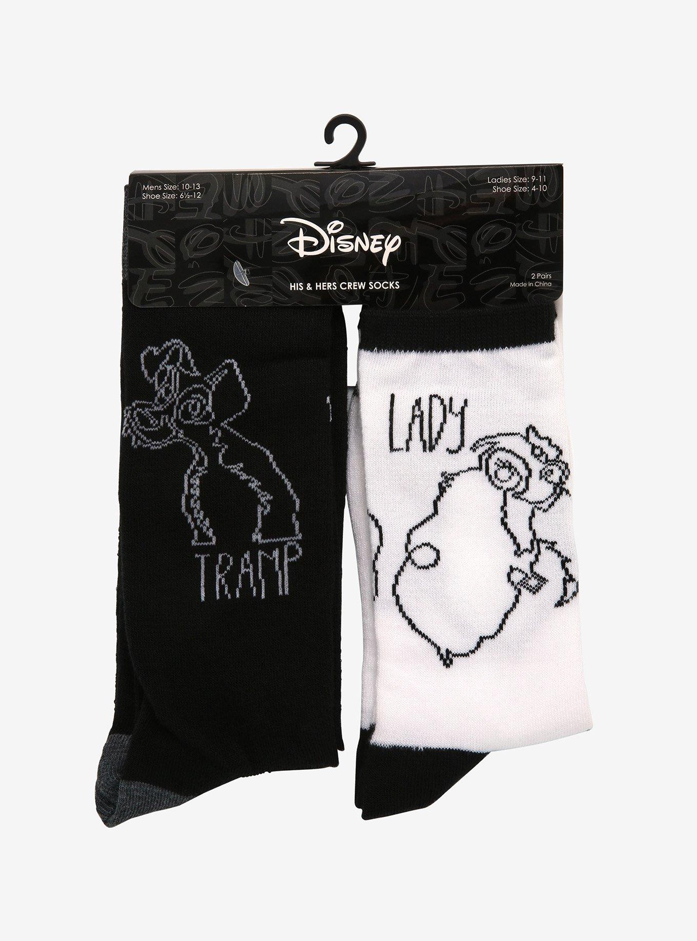 Disney Lady And The Tramp Couple Crew Socks 2 Pair, , alternate