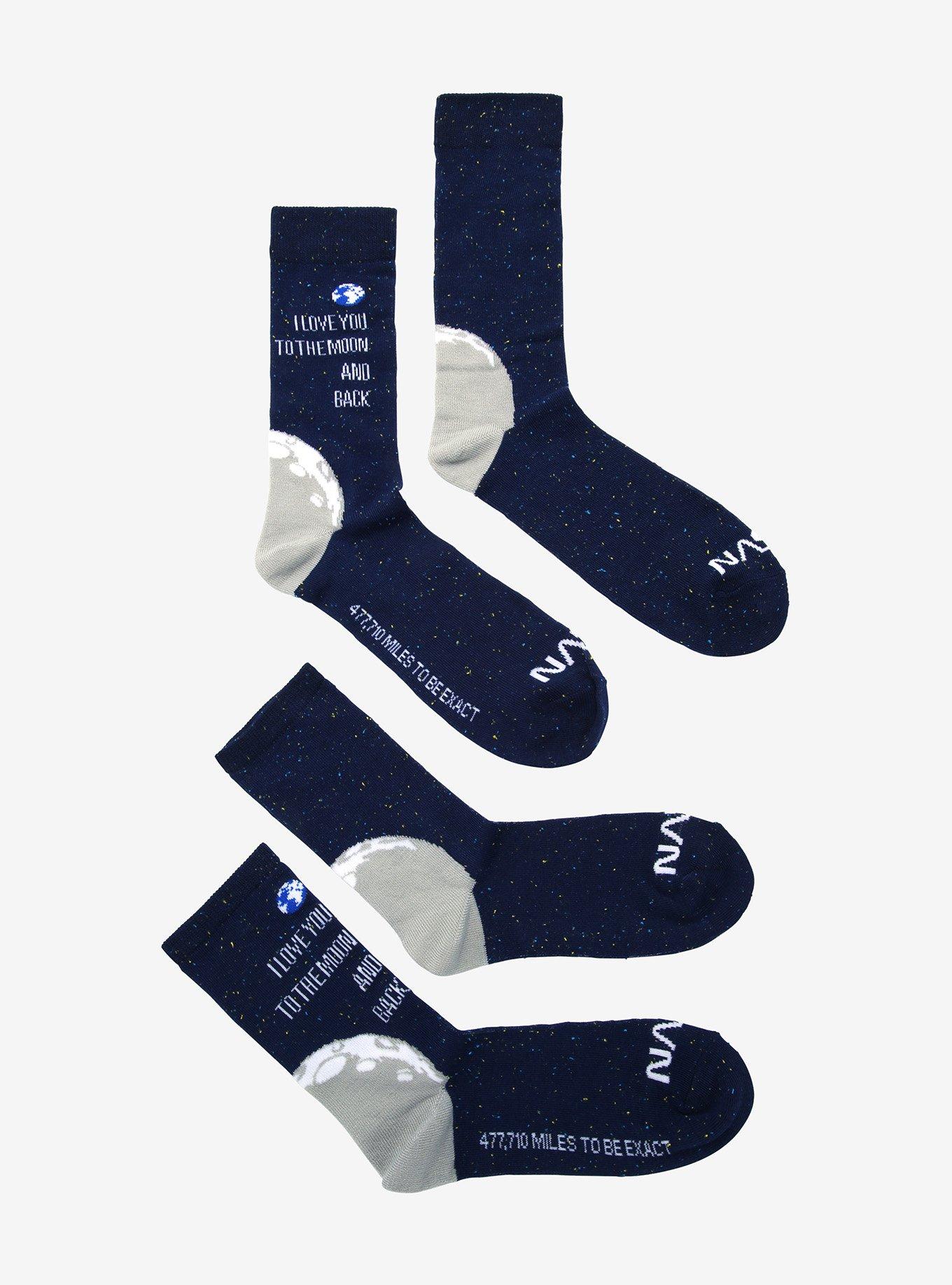 NASA Moon Love Couple Crew Socks 2 Pair, , alternate