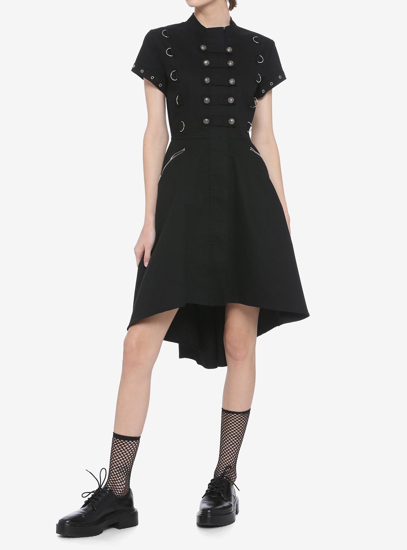 Black Hardware Hi-Low Dress, , hi-res