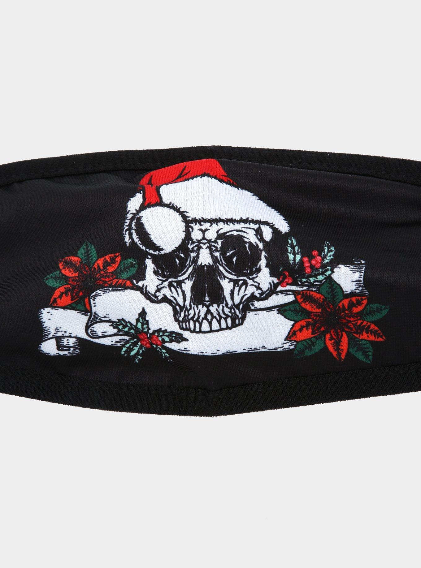 Holiday Skull & Flowers Fashion Face Mask With Adjustable Straps, , alternate