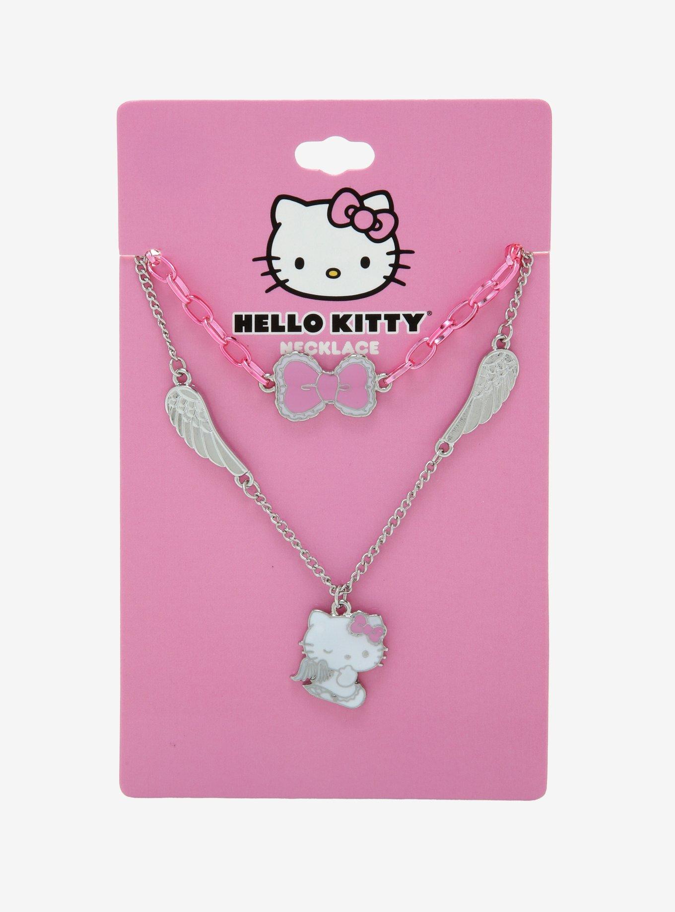 Hello Kitty Pink Chain & Wings Layered Necklace