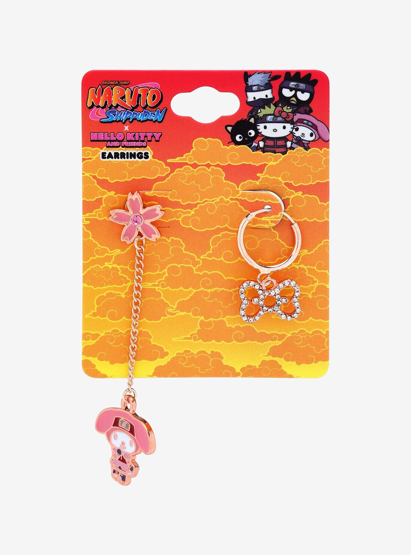 Naruto Shippuden X Hello Kitty And Friends My Melody Sakura Mismatch Earrings, , alternate