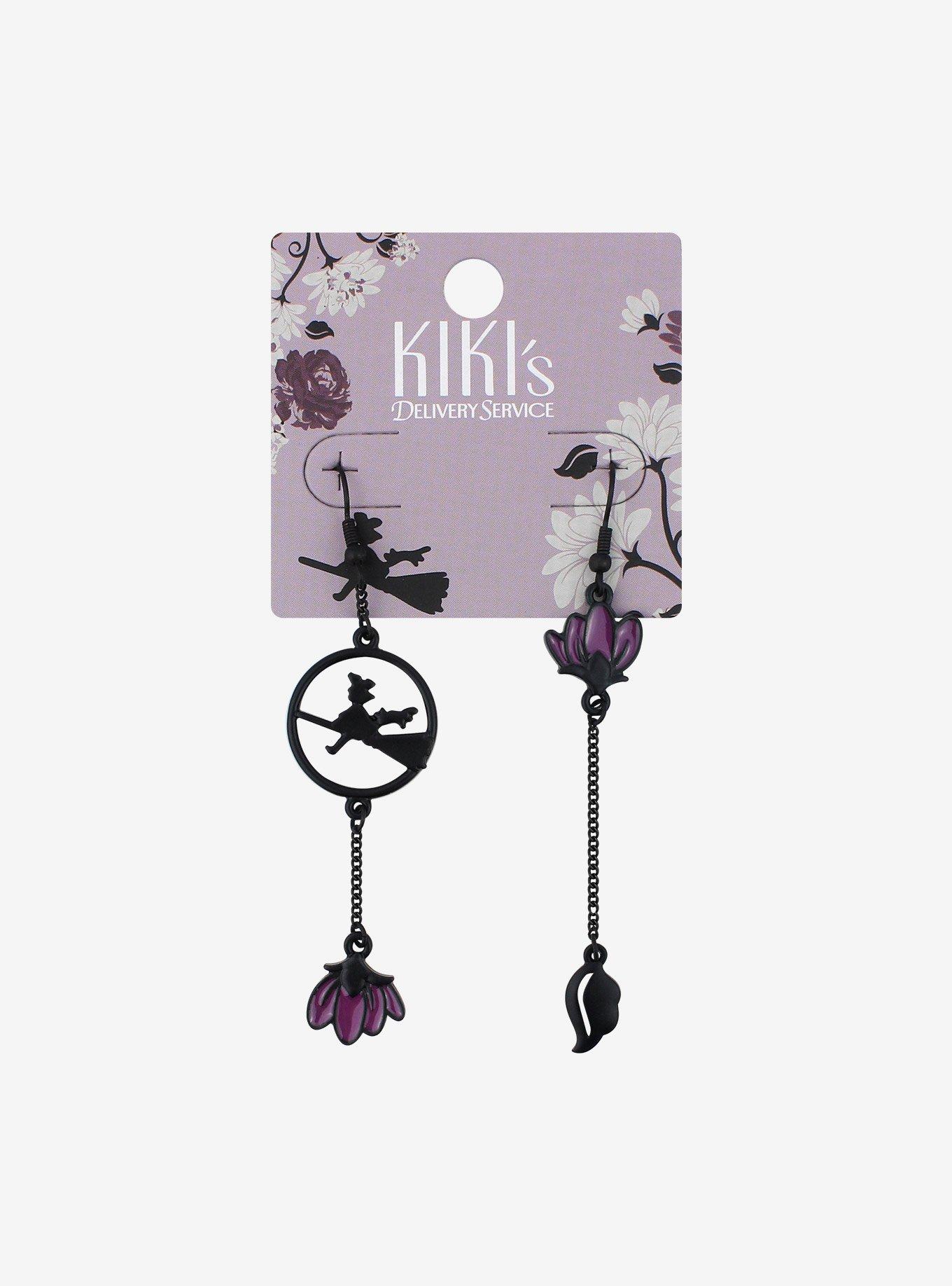 Studio Ghibli Kiki's Delivery Service Silhouette Flower Mismatch Drop Earrings, , alternate