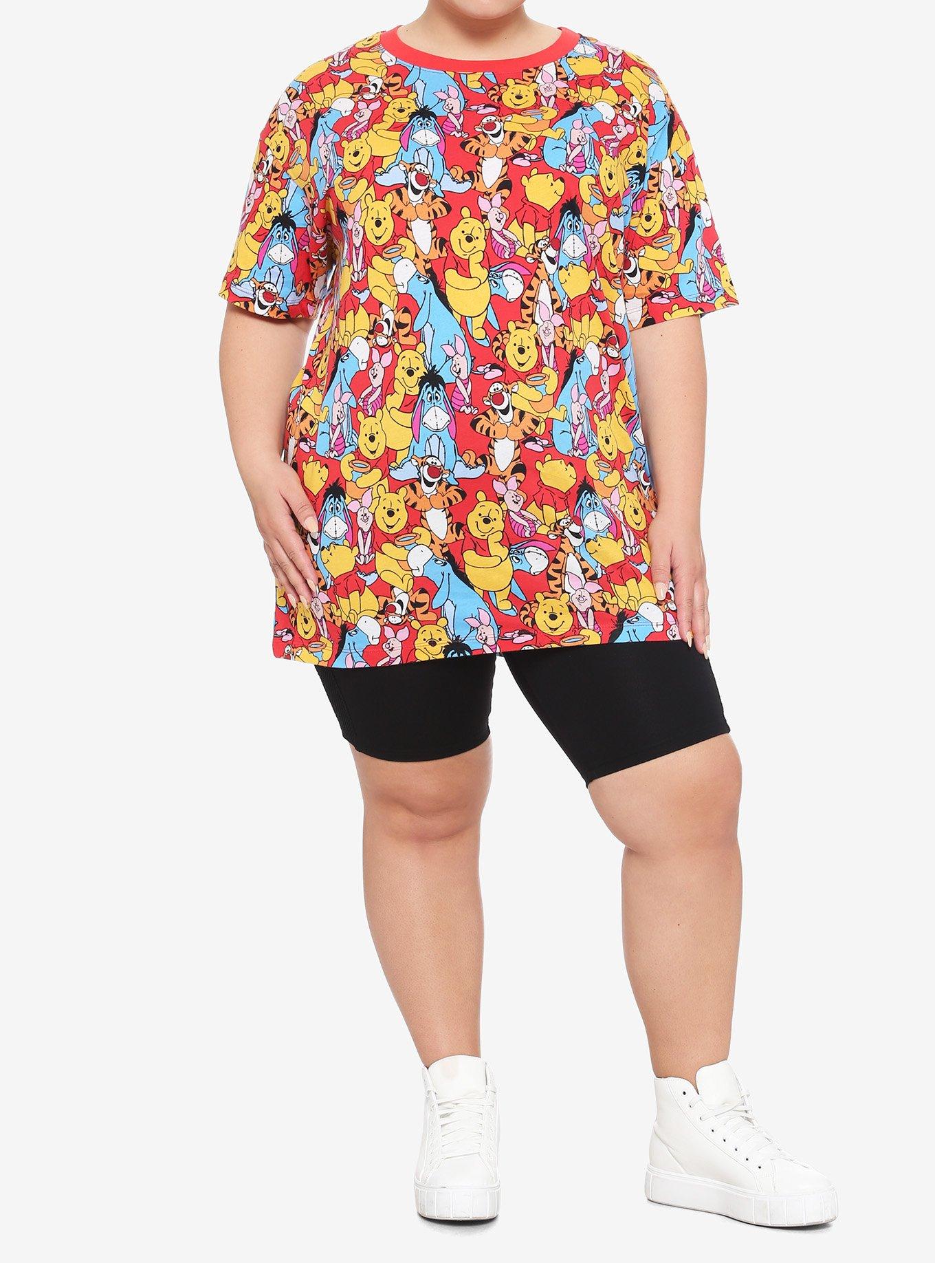 Disney Winnie The Pooh Collage Oversized Girls T-Shirt Plus Size, MULTI, alternate