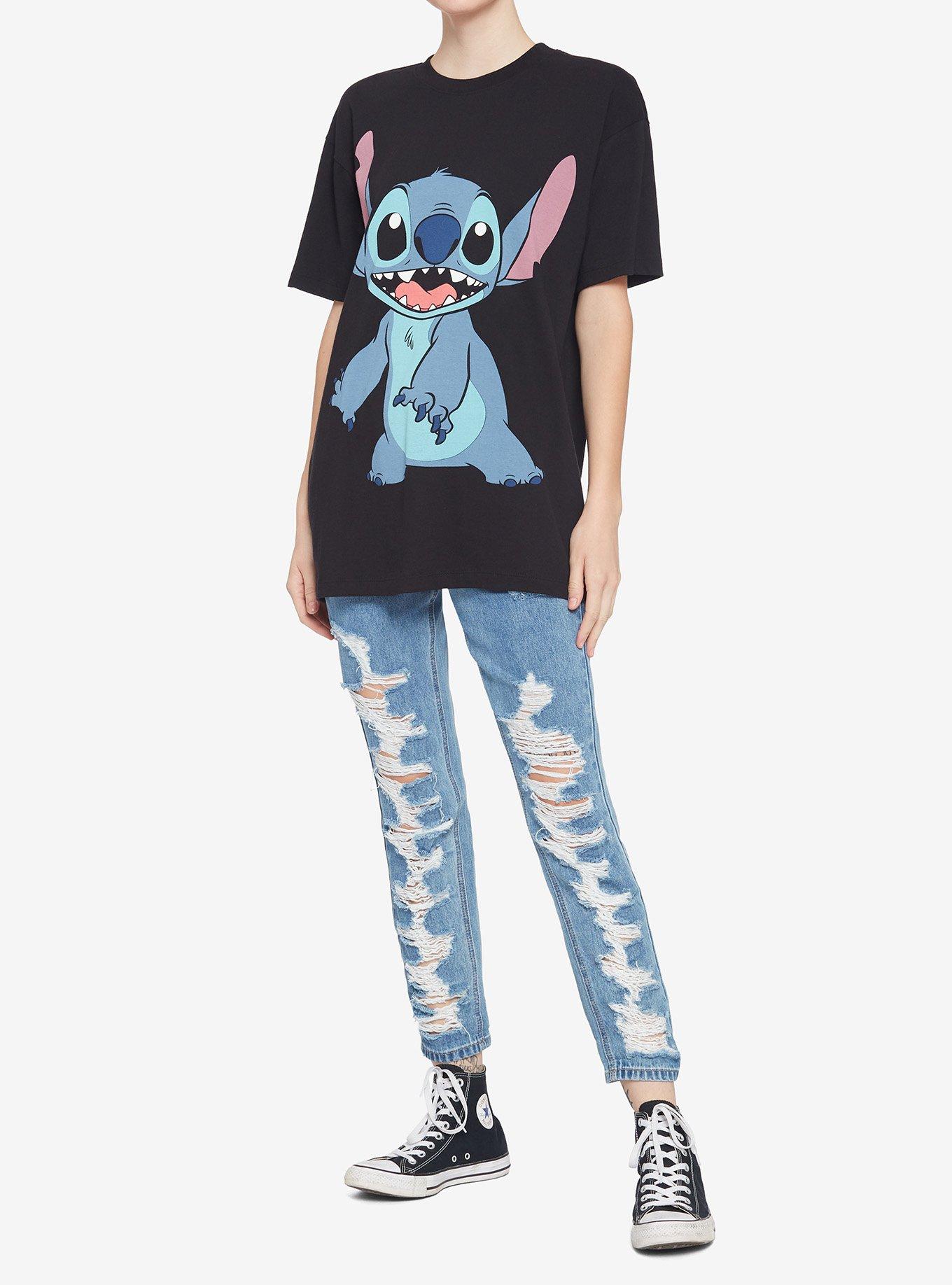Disney Lilo & Stitch Jumbo Stitch Girls Boyfriend Fit T-Shirt, MULTI, alternate