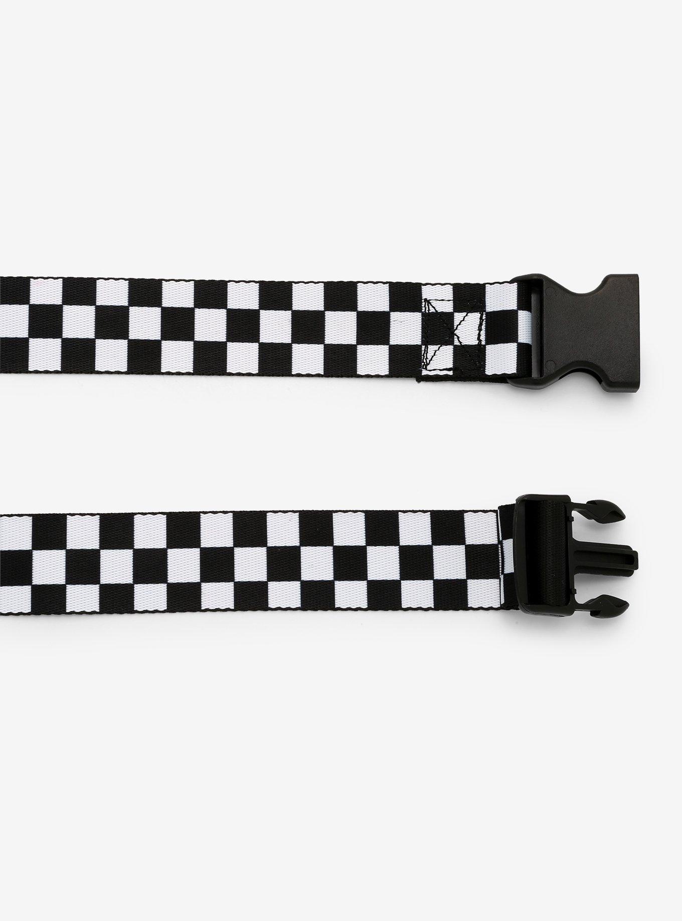 Buckle-Down Black & White Checkered Web Belt, , alternate