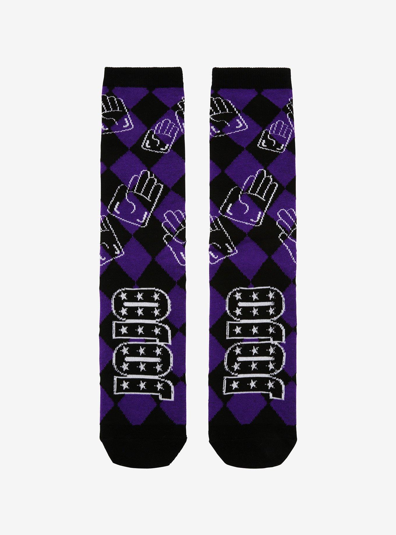 JoJo's Bizarre Adventure Jotaro Hand Checkered Crew Socks, , alternate