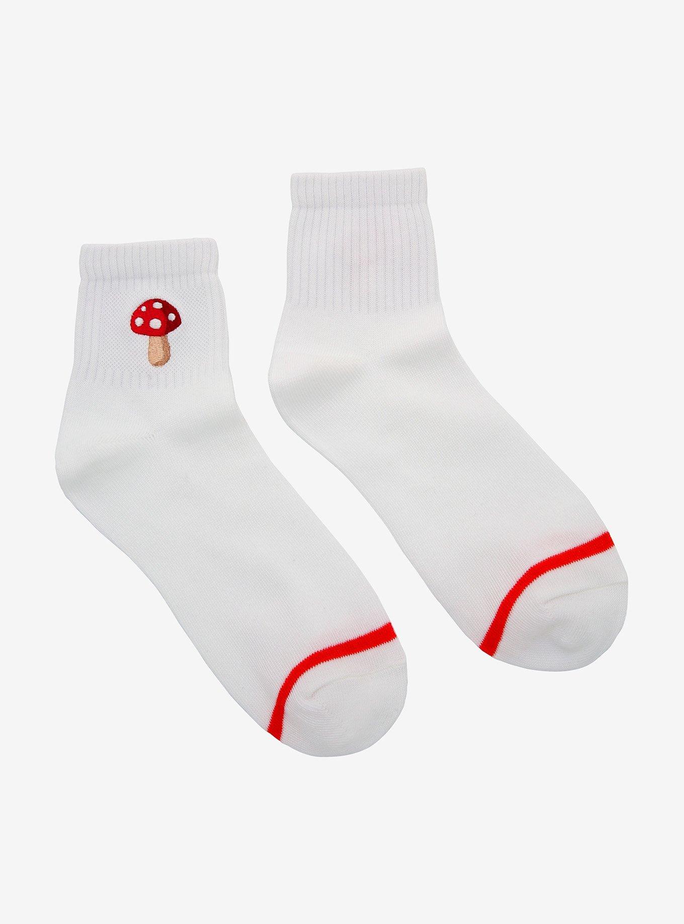 Mushrooms Embroidered Ankle Socks, , alternate