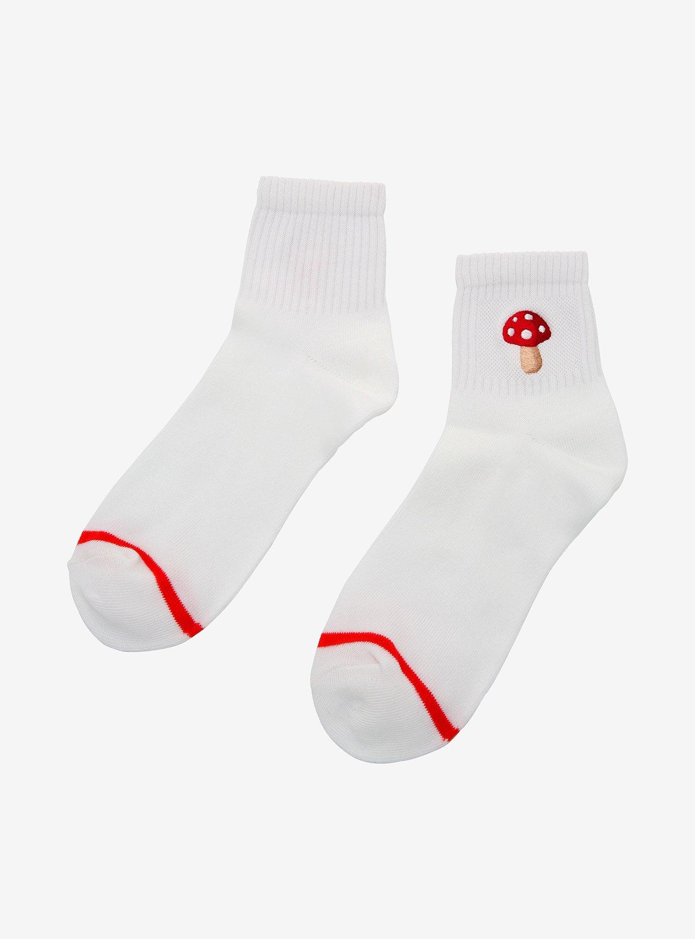 Mushrooms Embroidered Ankle Socks, , alternate
