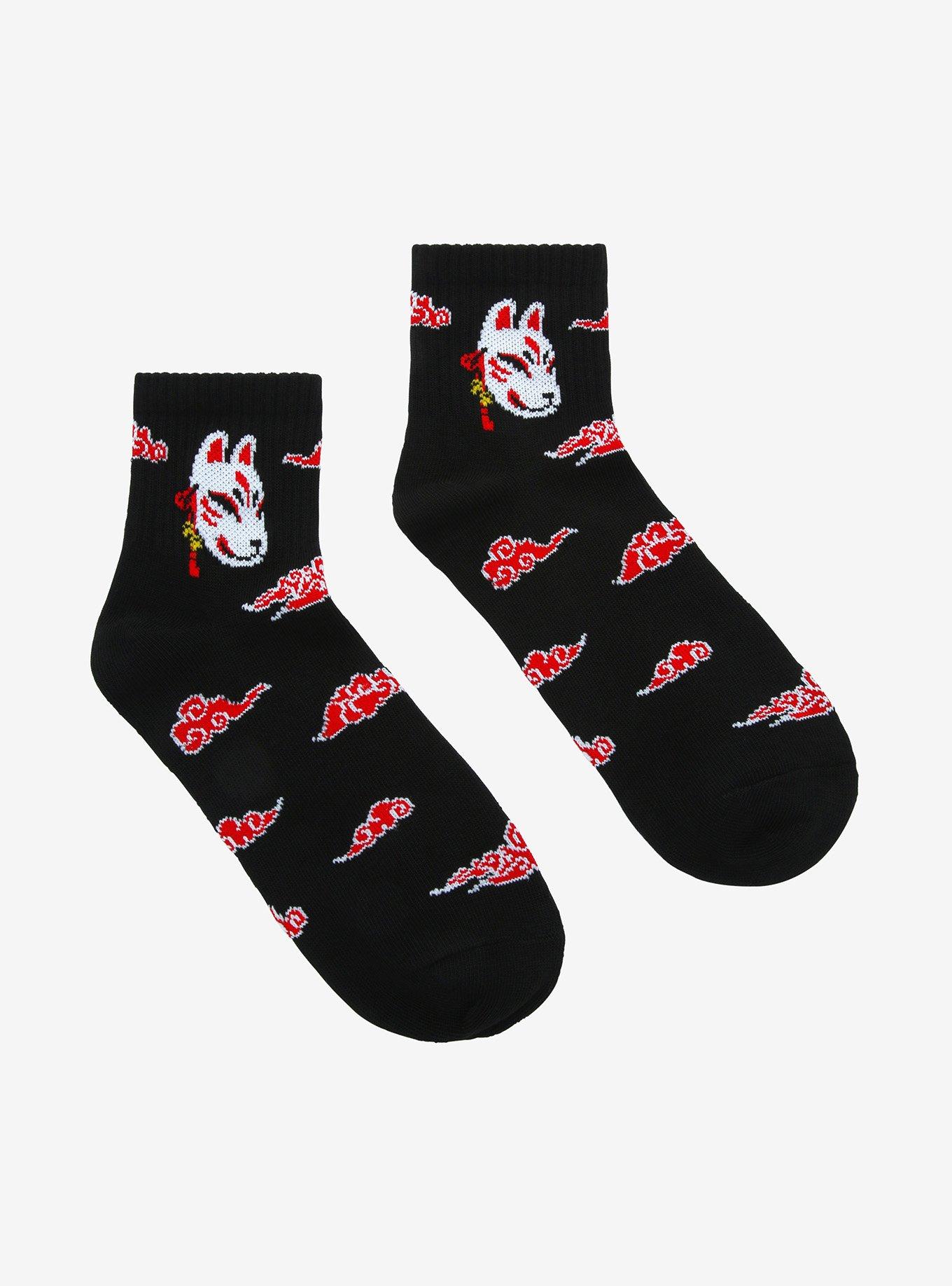 Yokai Fox Mask Ankle Socks, , alternate