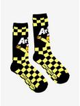 Arthur Yellow & Black Checkered Crew Socks, , alternate
