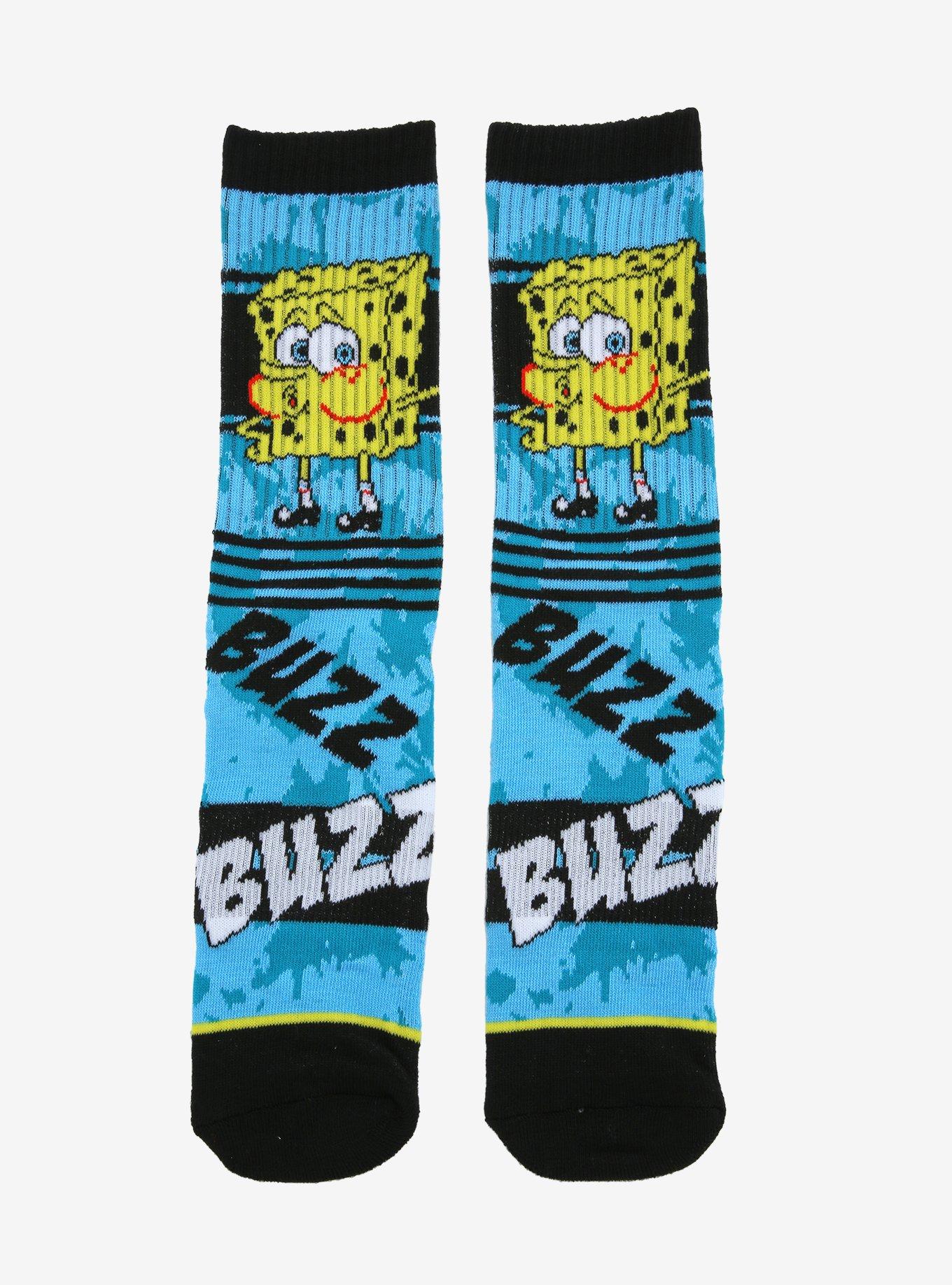 SpongeBob SquarePants Tired Blue Wash Crew Socks, , alternate