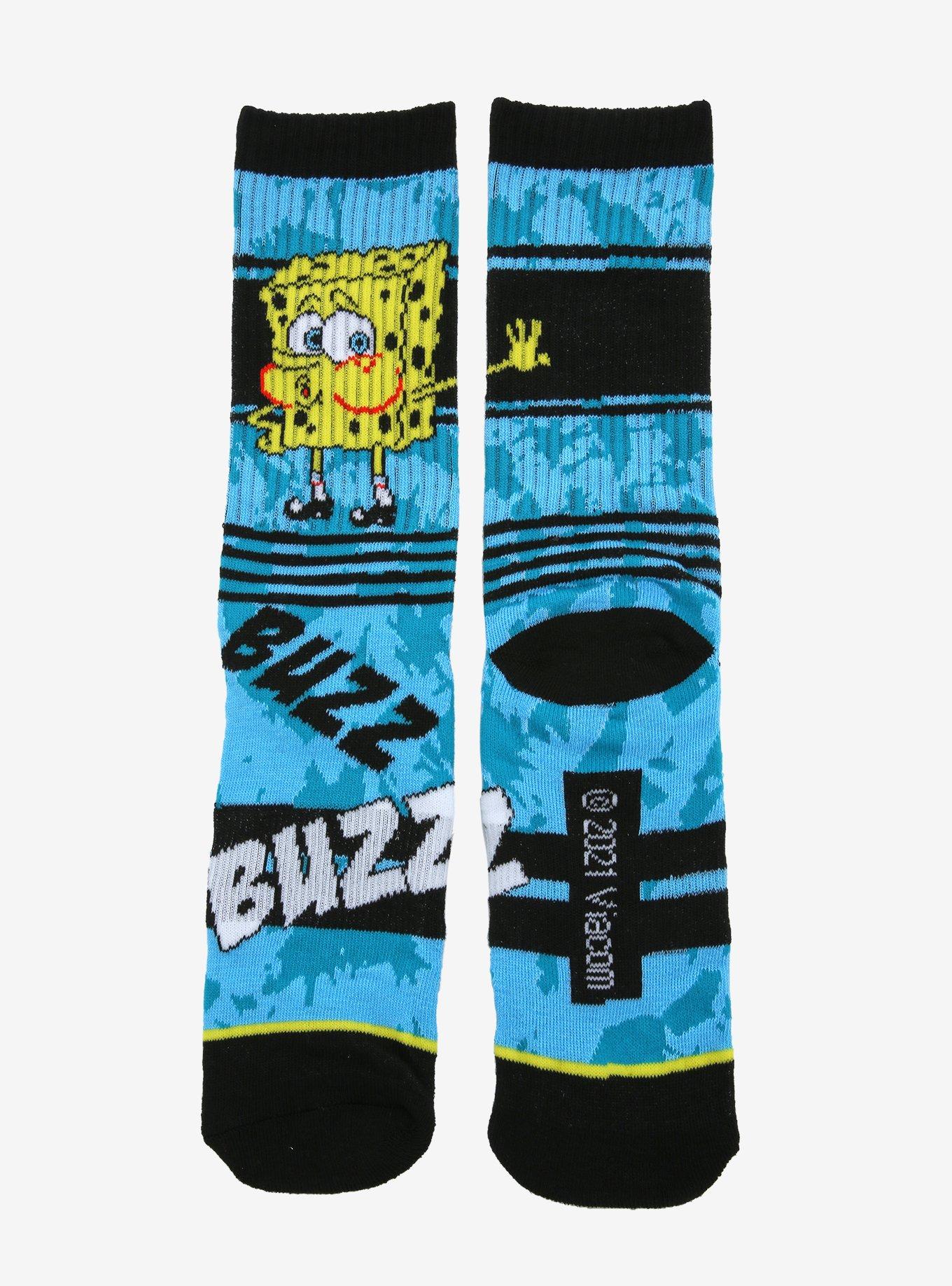 SpongeBob SquarePants Tired Blue Wash Crew Socks, , alternate