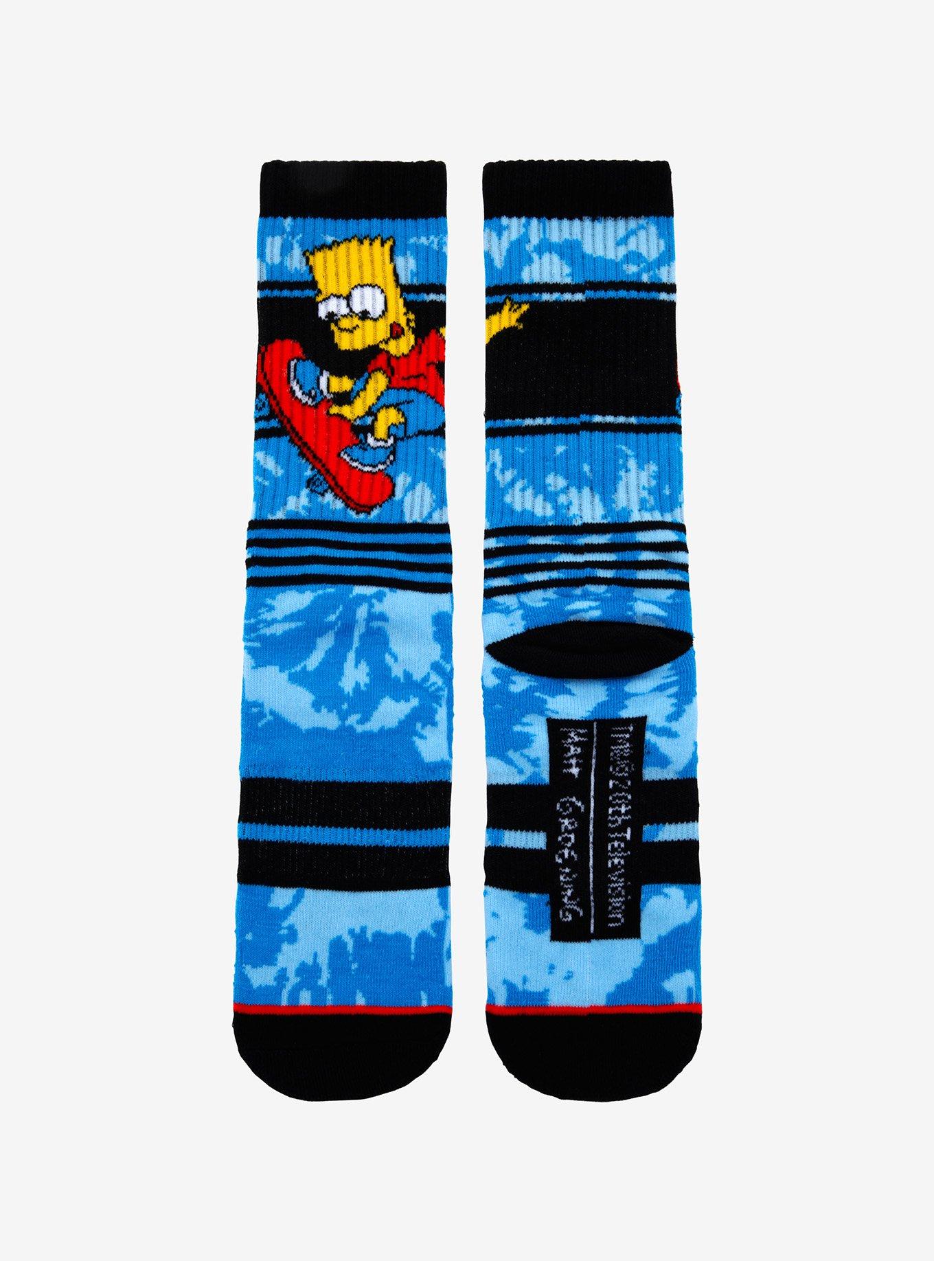 The Simpsons Bart Blue Tie-Dye Crew Socks, , alternate
