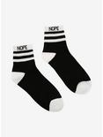 Nope Black & White Ankle Socks, , alternate