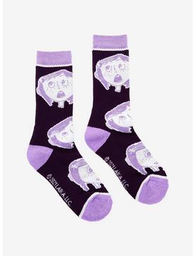 Coraline Purple Faces Crew Socks, , hi-res