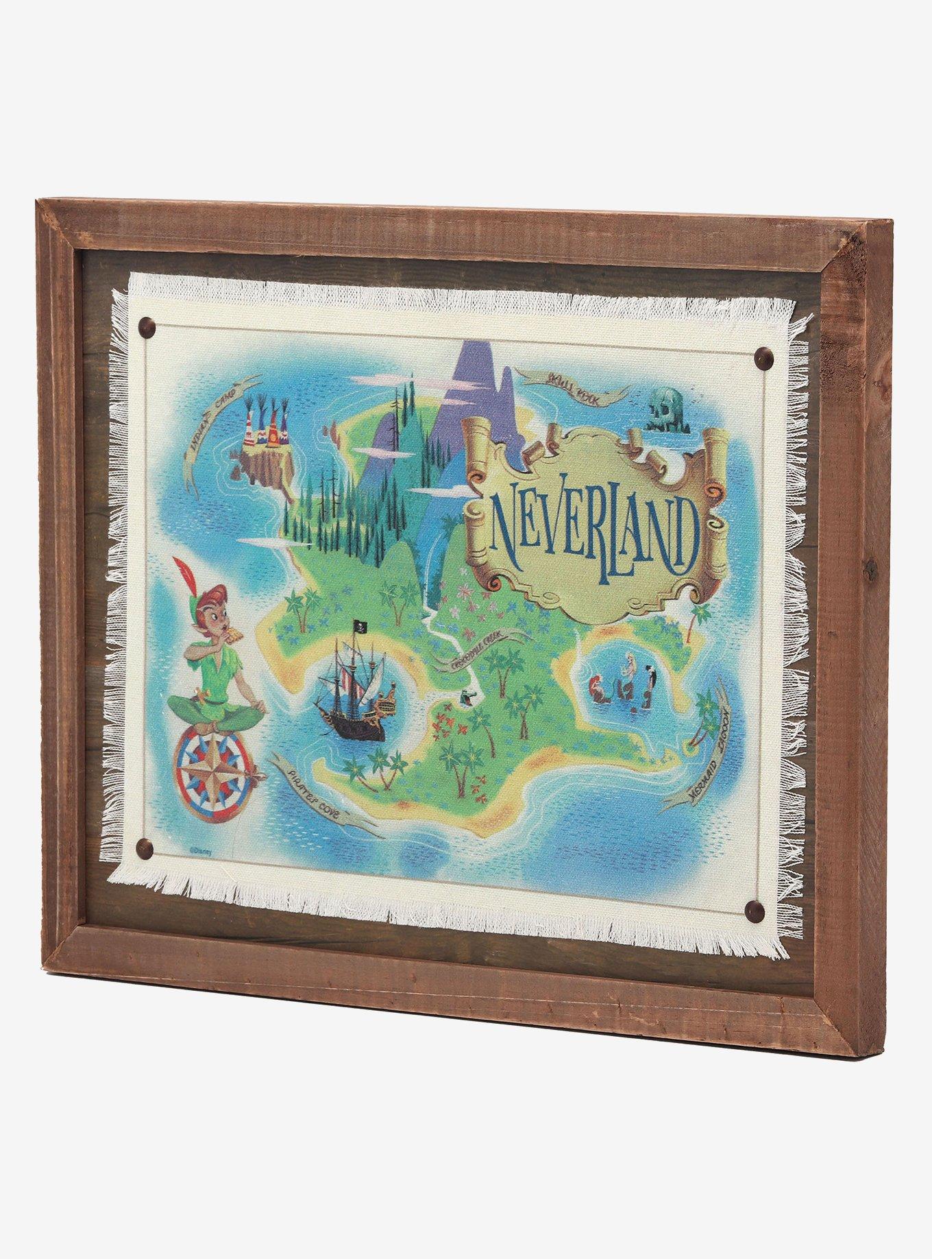 Disney Peter Pan Neverland Map Framed Wood Wall Decor, , alternate