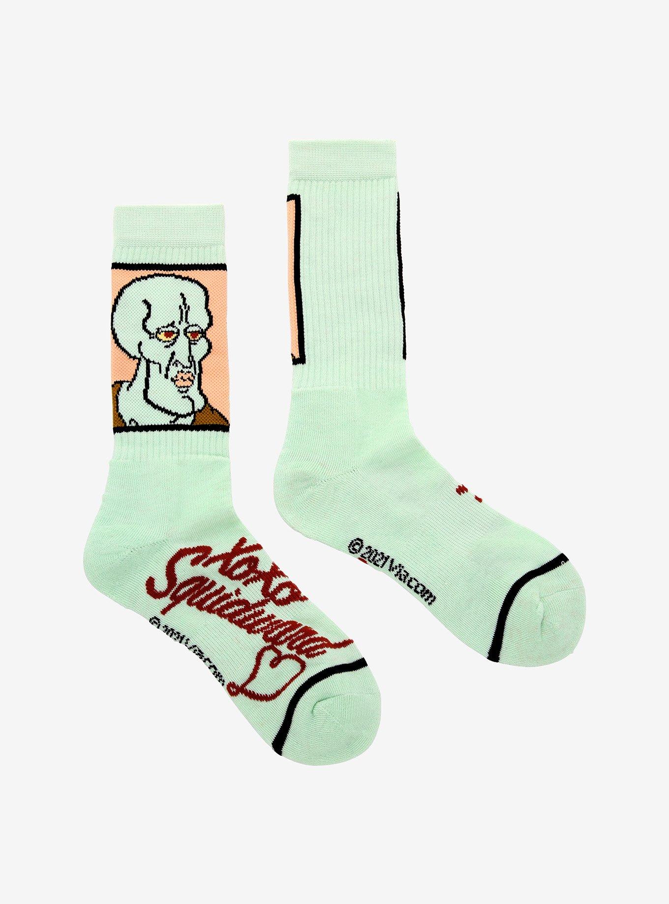 SpongeBob SquarePants Handsome Squidward Crew Socks, , alternate