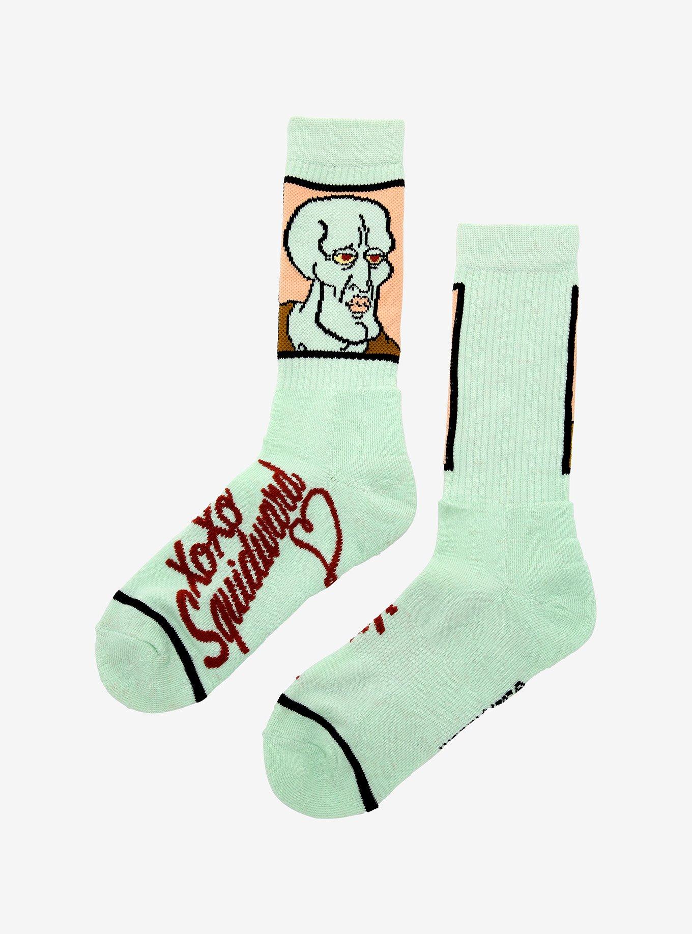 SpongeBob SquarePants Handsome Squidward Crew Socks, , alternate