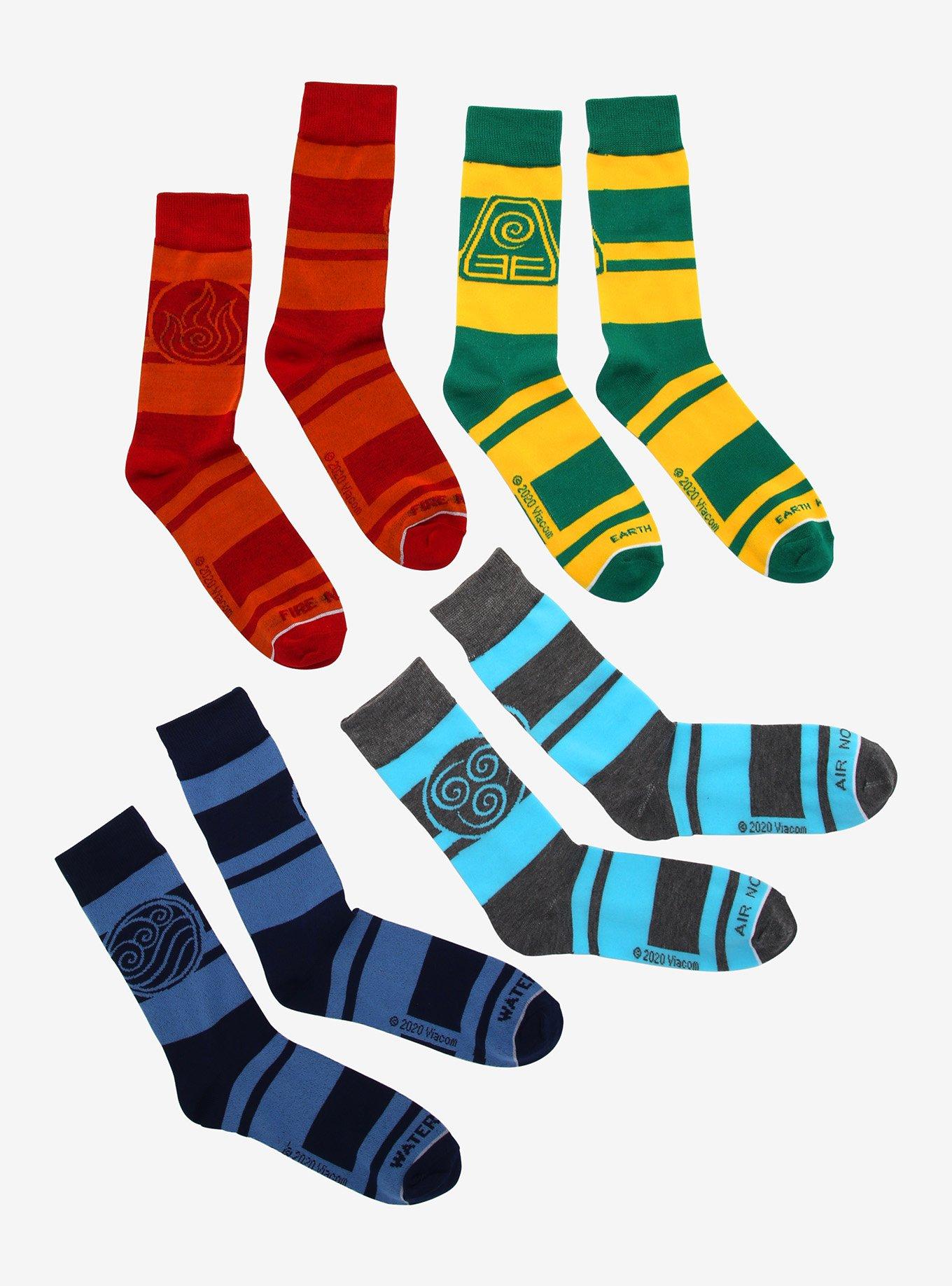 Avatar: The Last Airbender Nation Symbol Stripe Crew Socks 4 Pair, , alternate