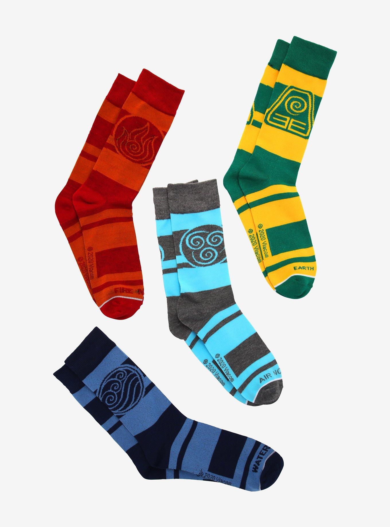 Avatar: The Last Airbender Nation Symbol Stripe Crew Socks 4 Pair, , alternate