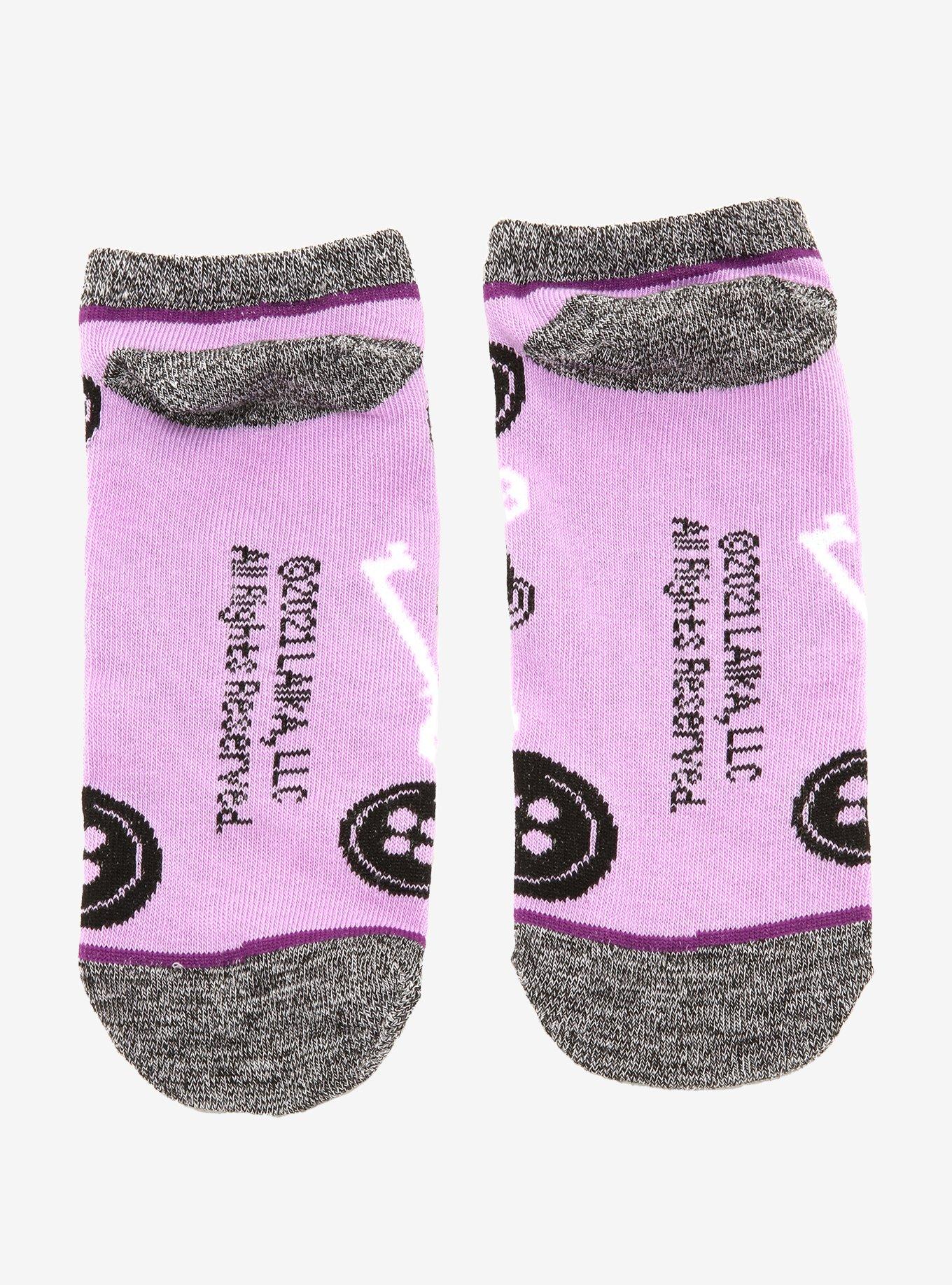 Coraline Button Purple No-Show Socks, , alternate