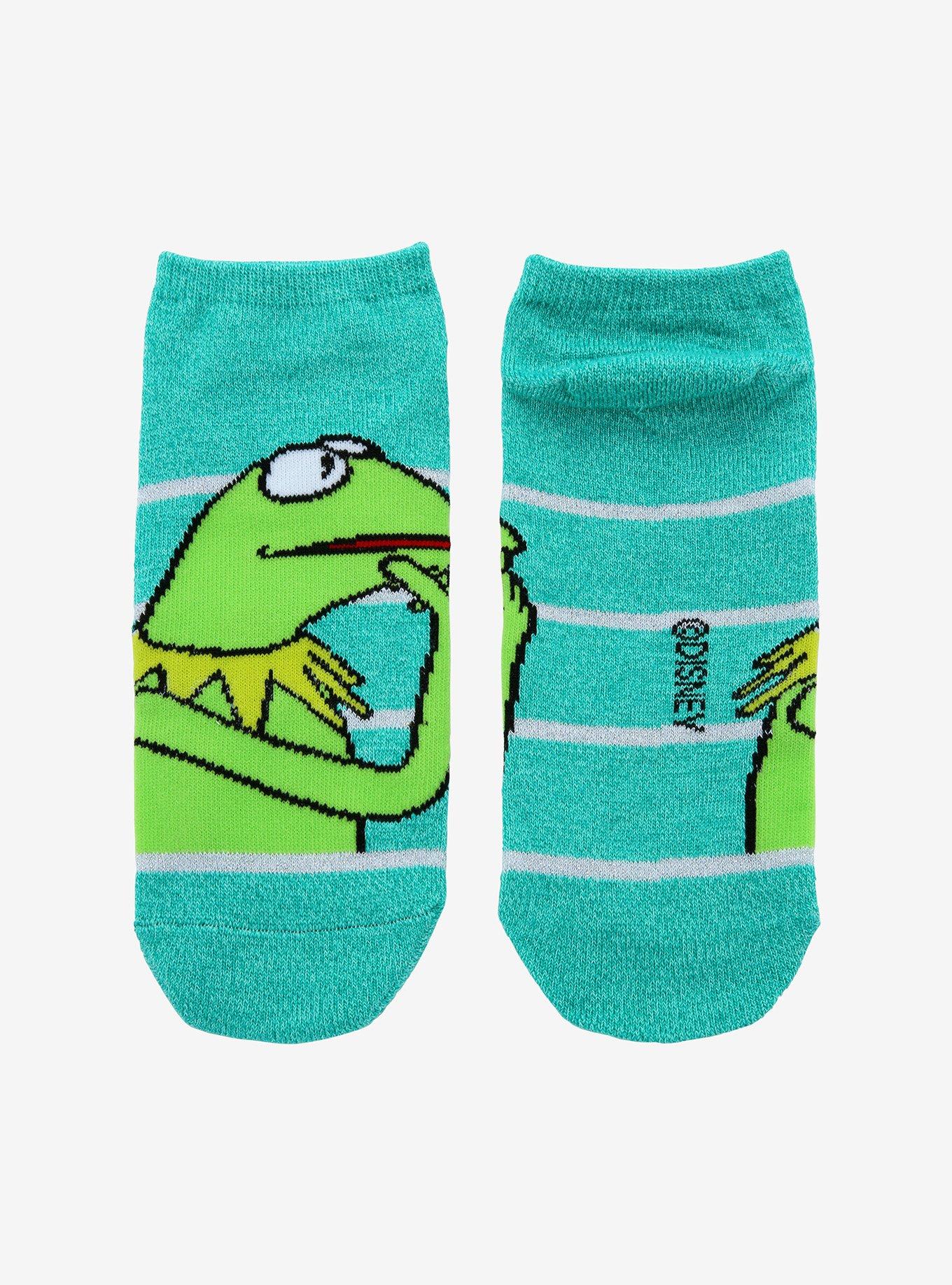 The Muppets Thinking Kermit The Frog No-Show Socks, , alternate