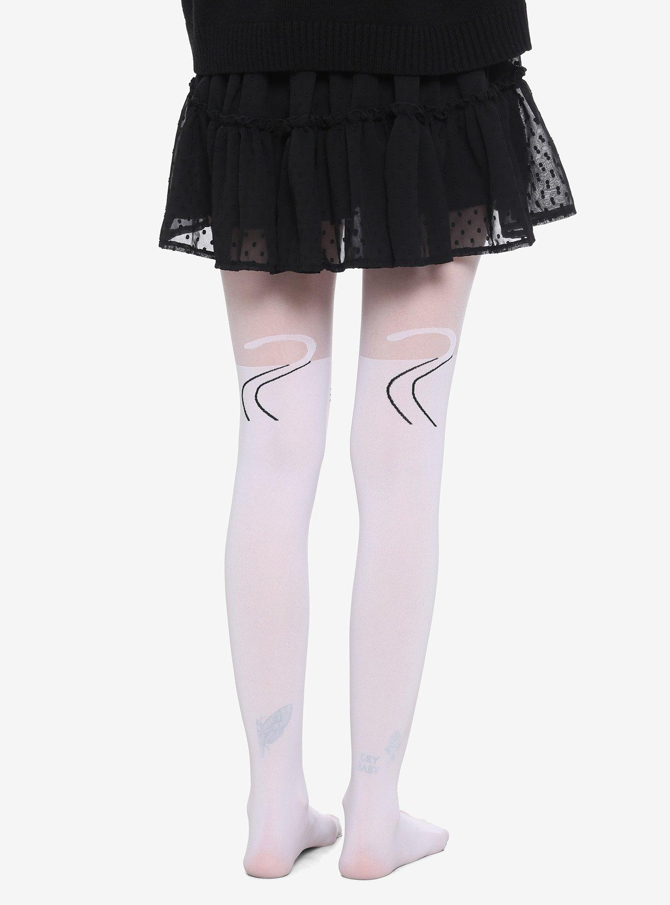 White Cat Faux Thigh High Tights