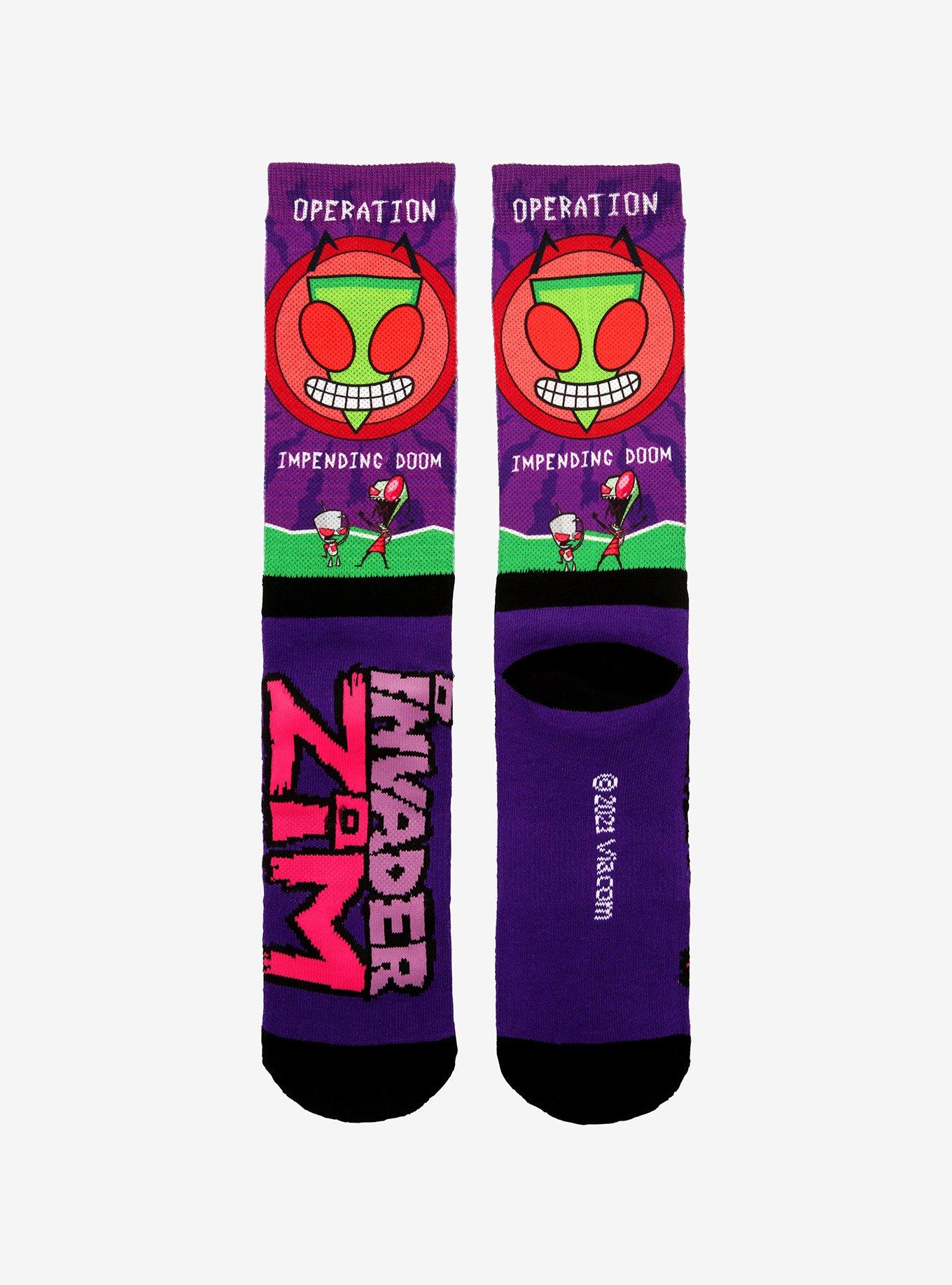 Invader Zim Operation Doom Crew Socks, , alternate